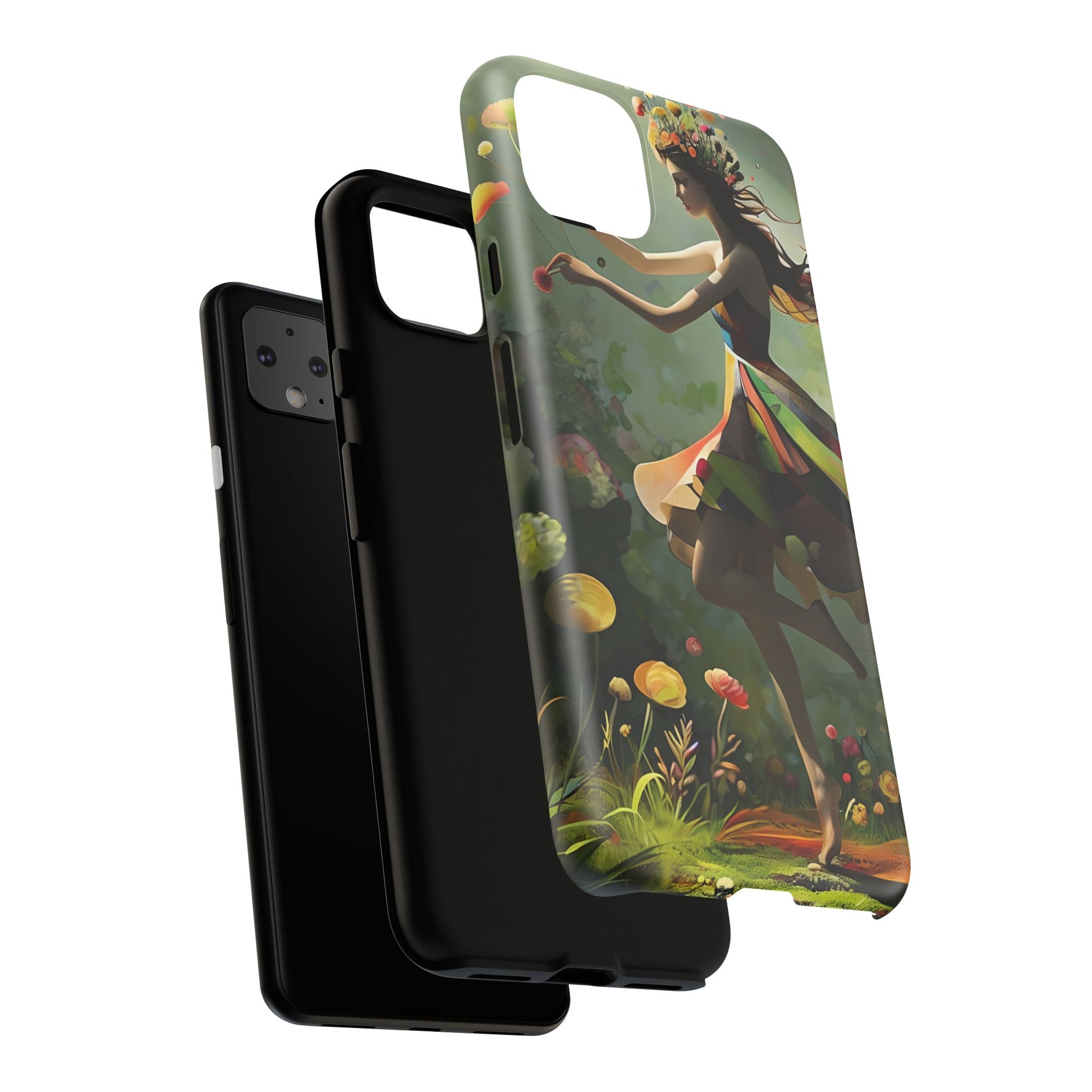 Dancing Wildflower Muse Google Pixel 4XL Tough Case - Artistic Floral Fantasy Cover - Whimsical Nature-Inspired Protective Accessory