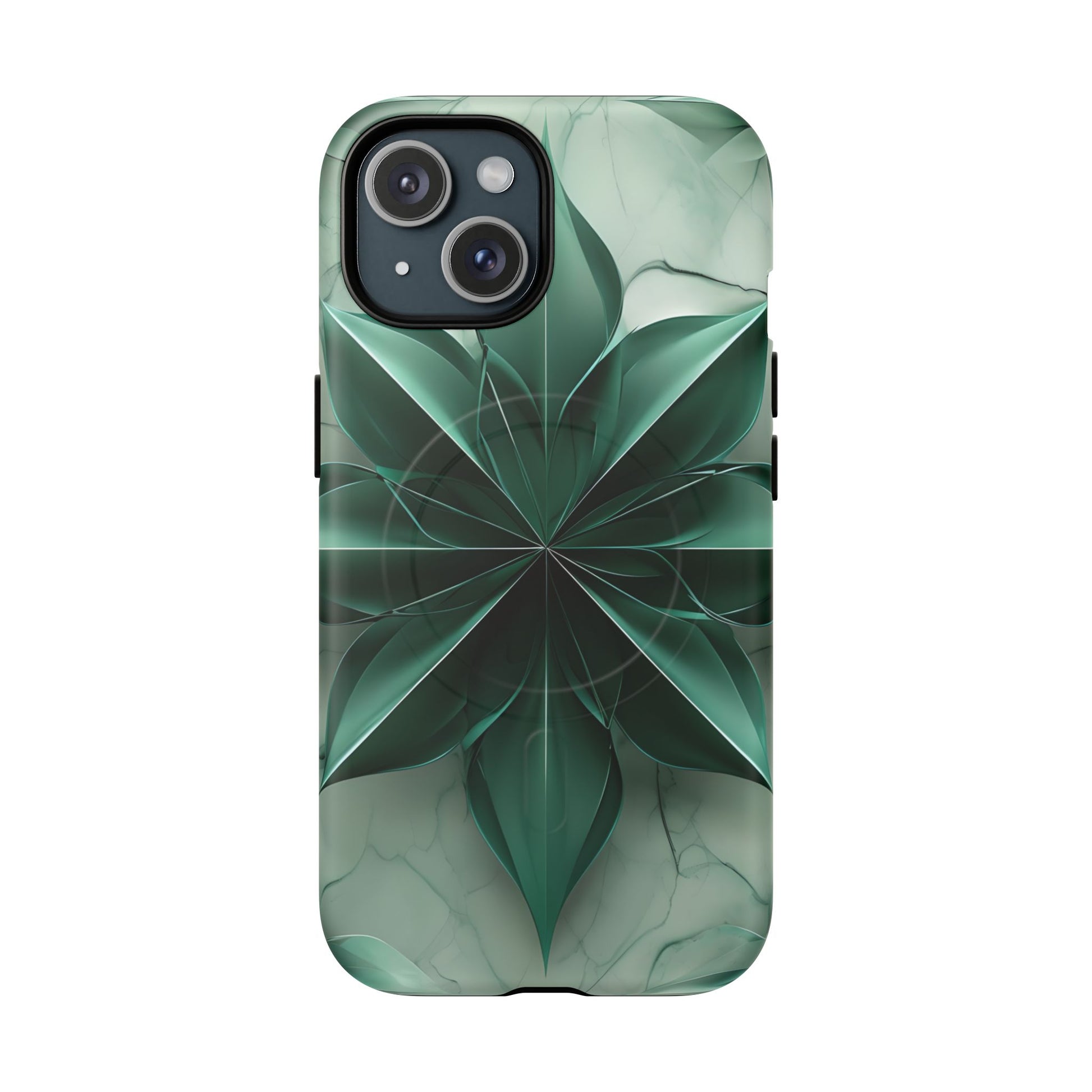 Emerald Bloom - iPhone 15 MagSafe Phone Case - Rich Emerald Modern Design