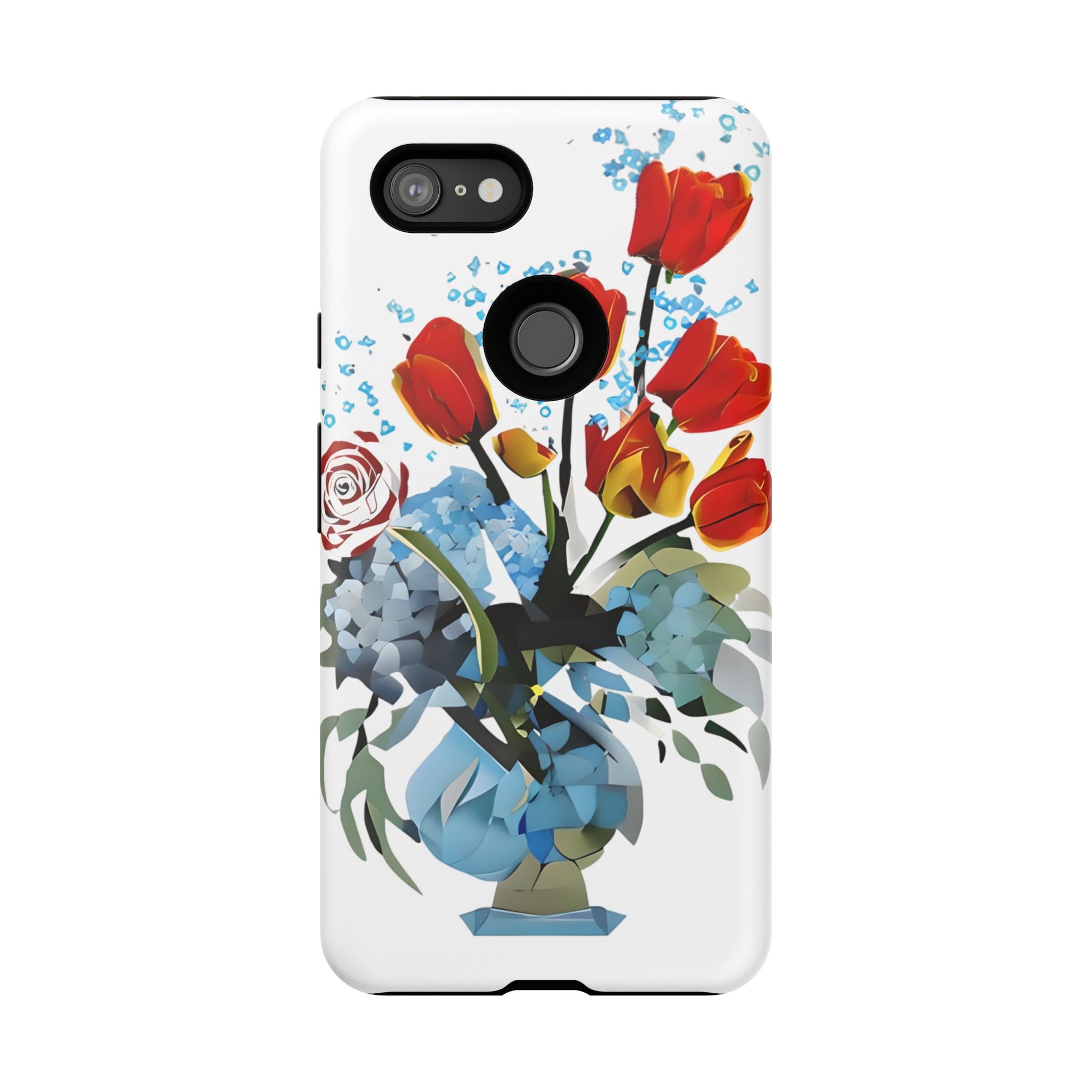 Bouquet Brilliance - Artistic Floral Google Pixel 3XL Tough Phone Case - Vibrant Tulip, Rose & Hydrangea Design