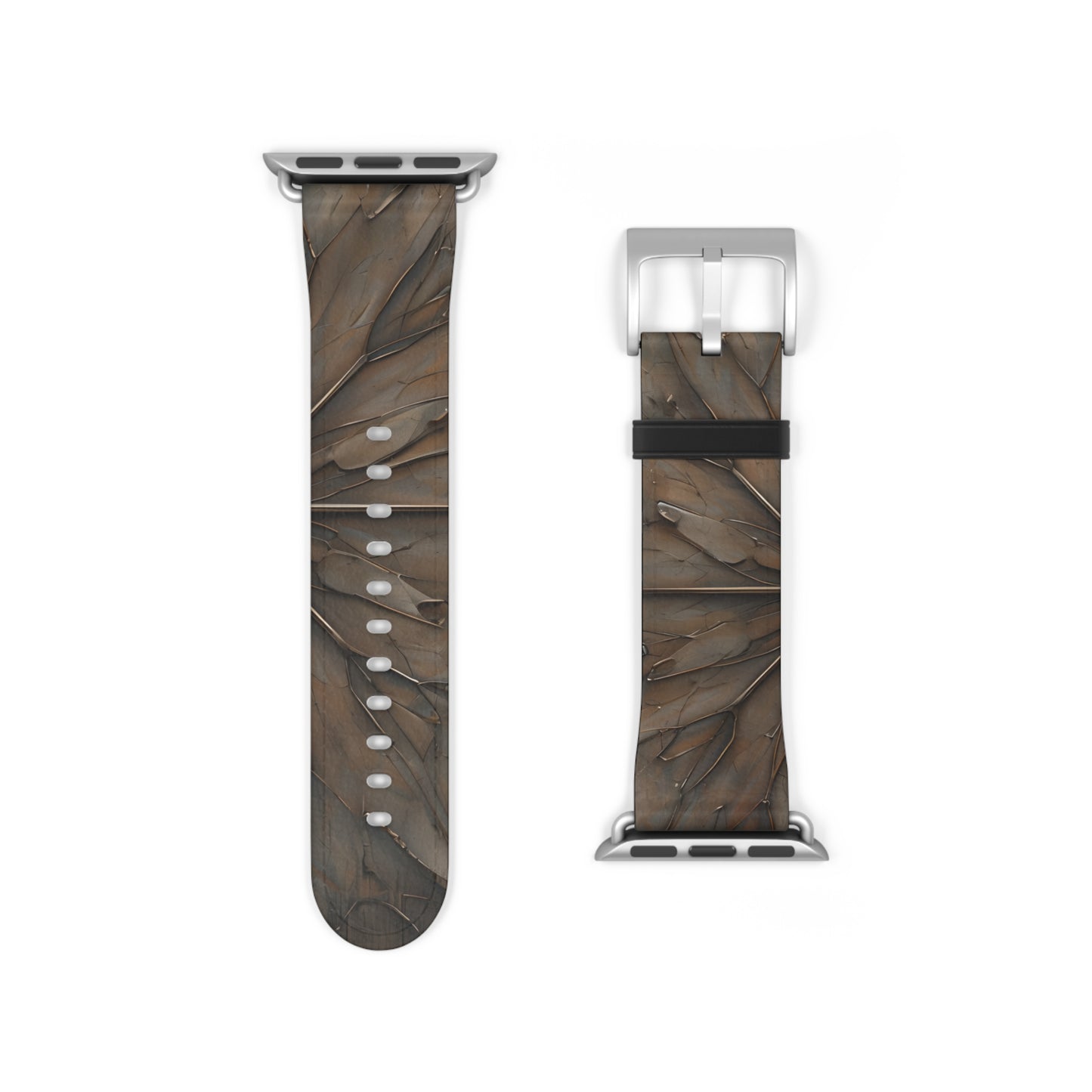 Earthstone Mandala Apple Watch band strap with silver clasp showing intricate mandala design in natural earth tones