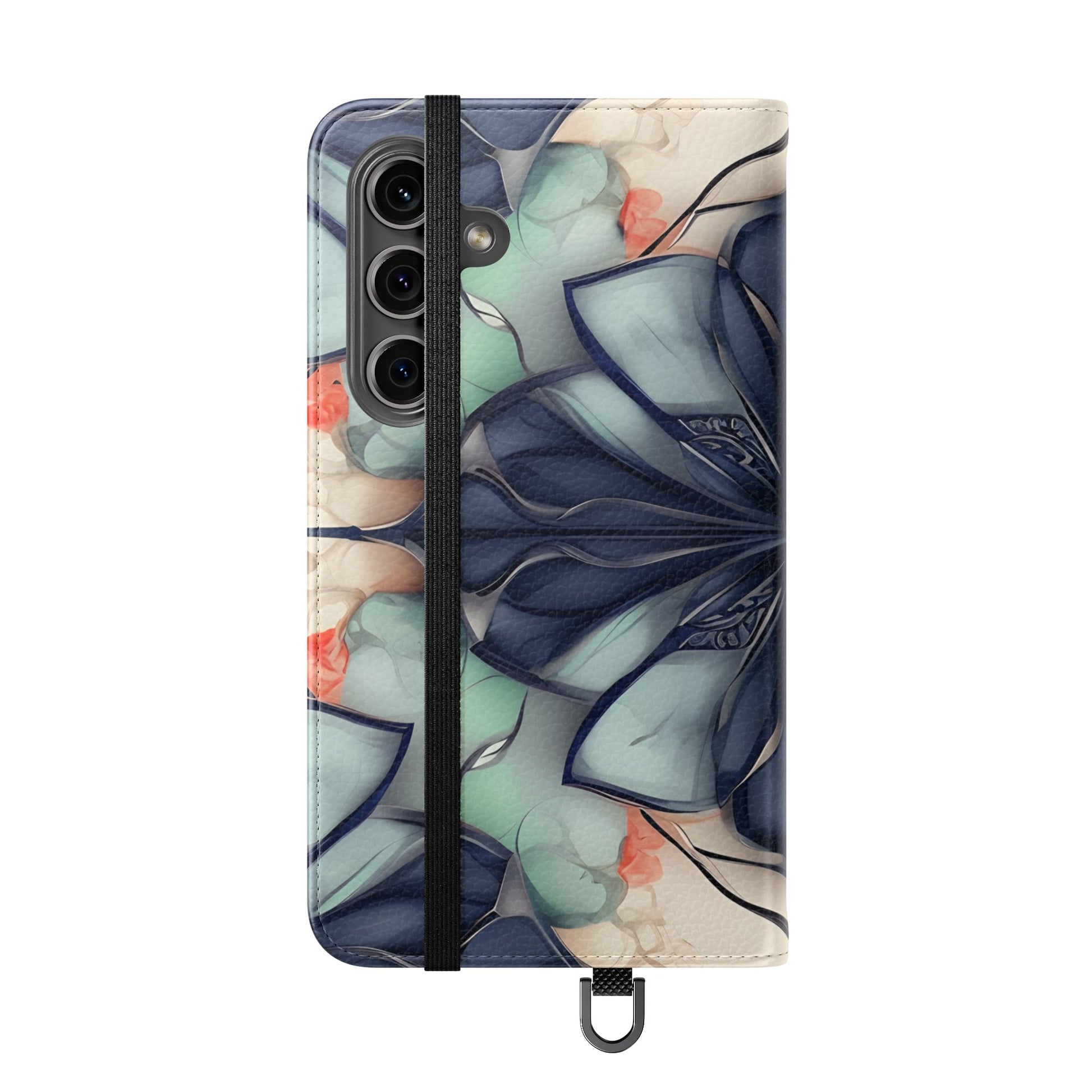 Midnight Mosaic - Abstract Floral Flip Phone Case for Samsung Galaxy S24