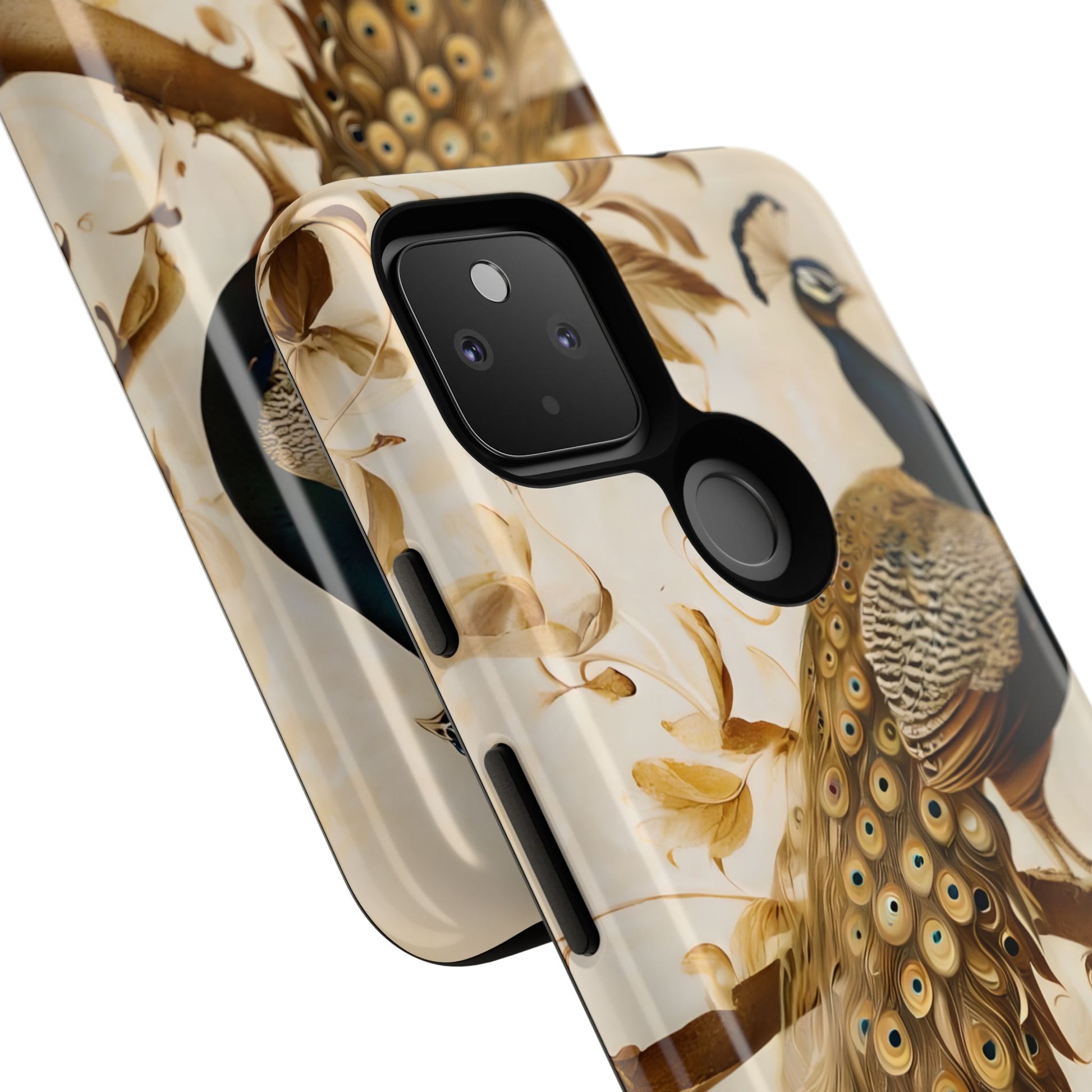 Golden Plumage - Luxe Peacock Art Google Pixel 4a 5G Phone Case - Elegant Gold & Cream Design