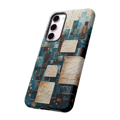 Architectural Drift Samsung Galaxy Case - Modern Geometric Teal & Parchment Design