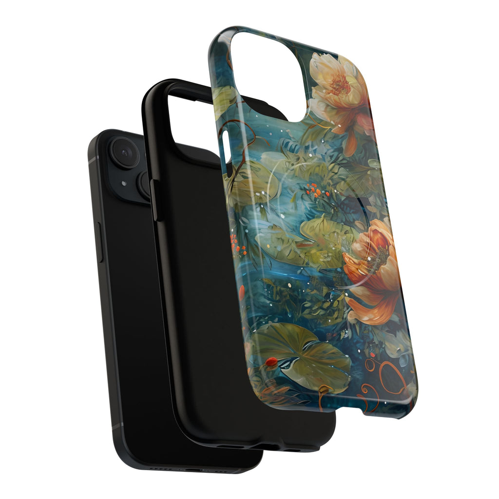 Waterlily Nocturne iPhone 15 Case - Artistic Tough Cover - MagSafe Compatible - Premium Drop Protection