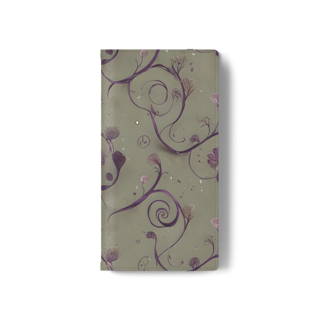 Twilight Thistle Bloom Wallet Phone Case - Elegant Purple Floral Vine Flip Cover for Samsung Galaxy S22 Ultra