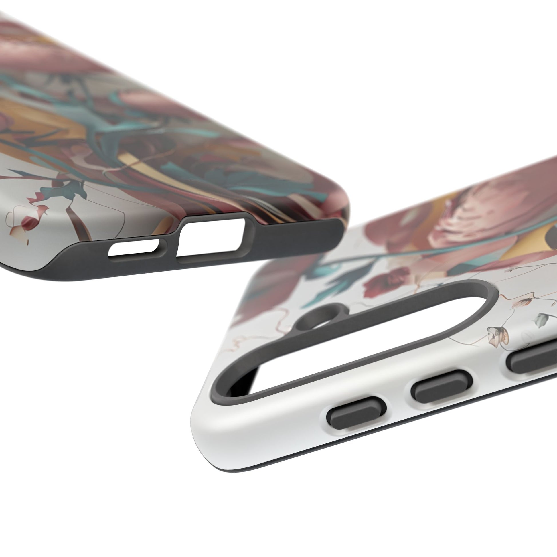 Blushing Peony Veil - Elegant Painterly Floral Samsung Galaxy S25 Tough Phone Case - Soft Blush & Teal Peony Design