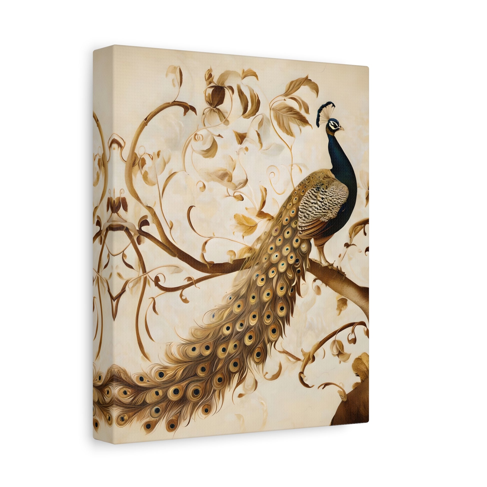 Golden Plumage - Luxe Vertical Wall Art with Elegant Gold-Toned Feathers