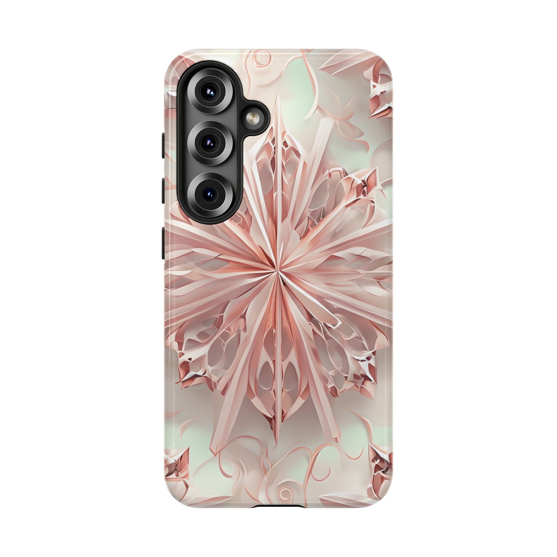 Blush Frost from our Kaleidoscope Collection - Samsung Galaxy S25 tough case - Soft Pink Geometric Floral Design