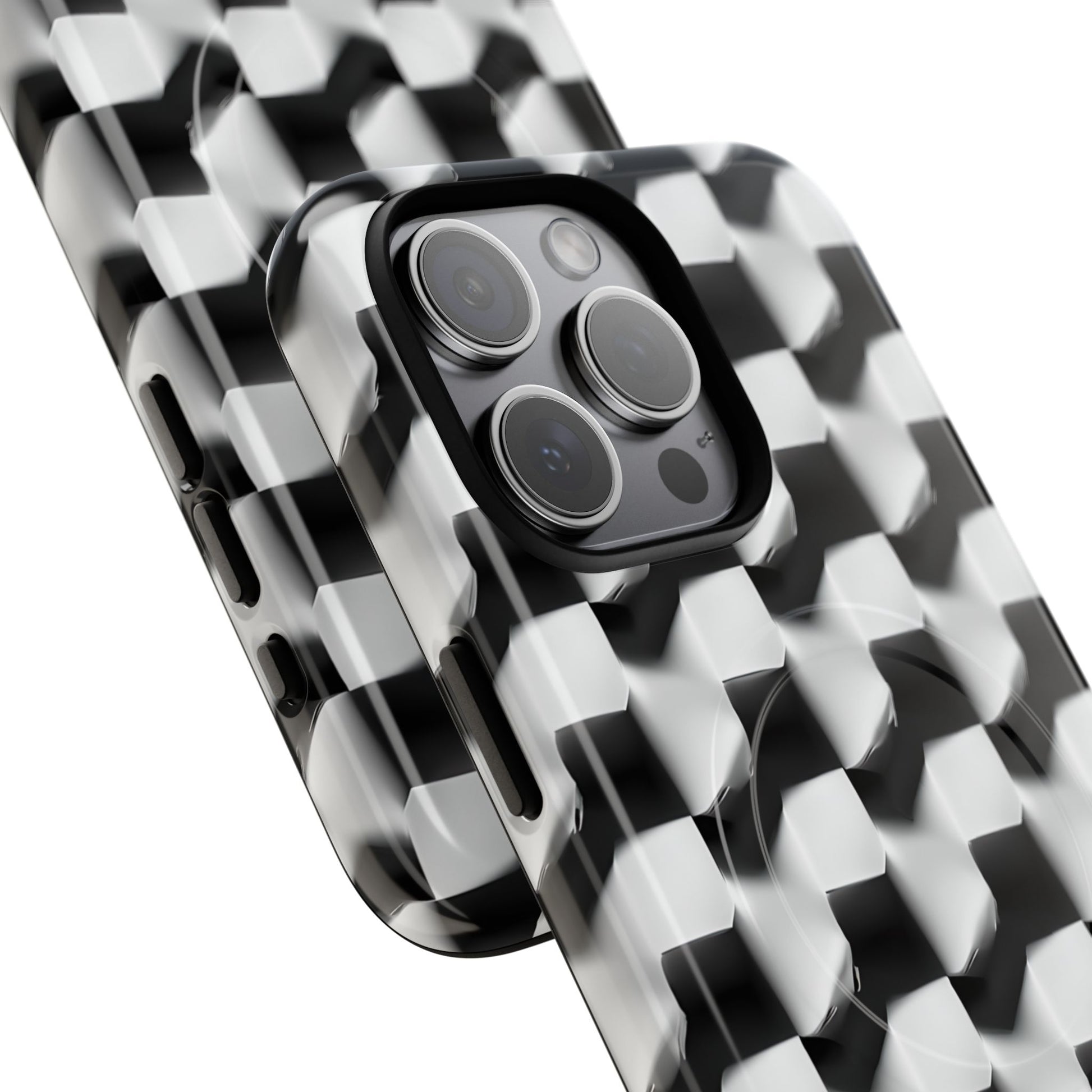 Monochrome Grid - iPhone 15 Pro Max MagSafe Phone Case - Bold, Modern Black & White Design