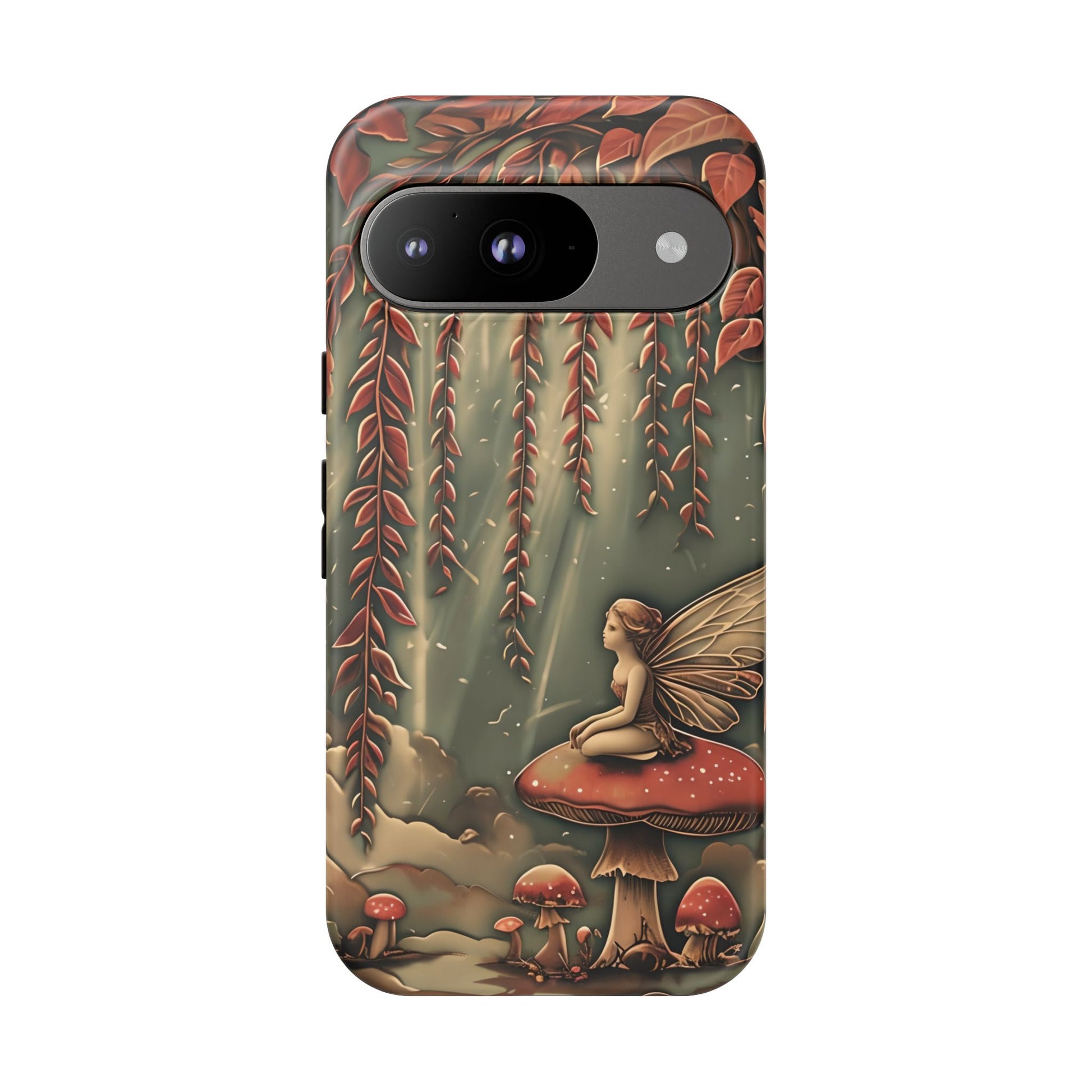Willow Whisper - Tranquil Nature Art Google Pixel 9 Tough Phone Case - Serene Willow Tree & Meditative Figure Design