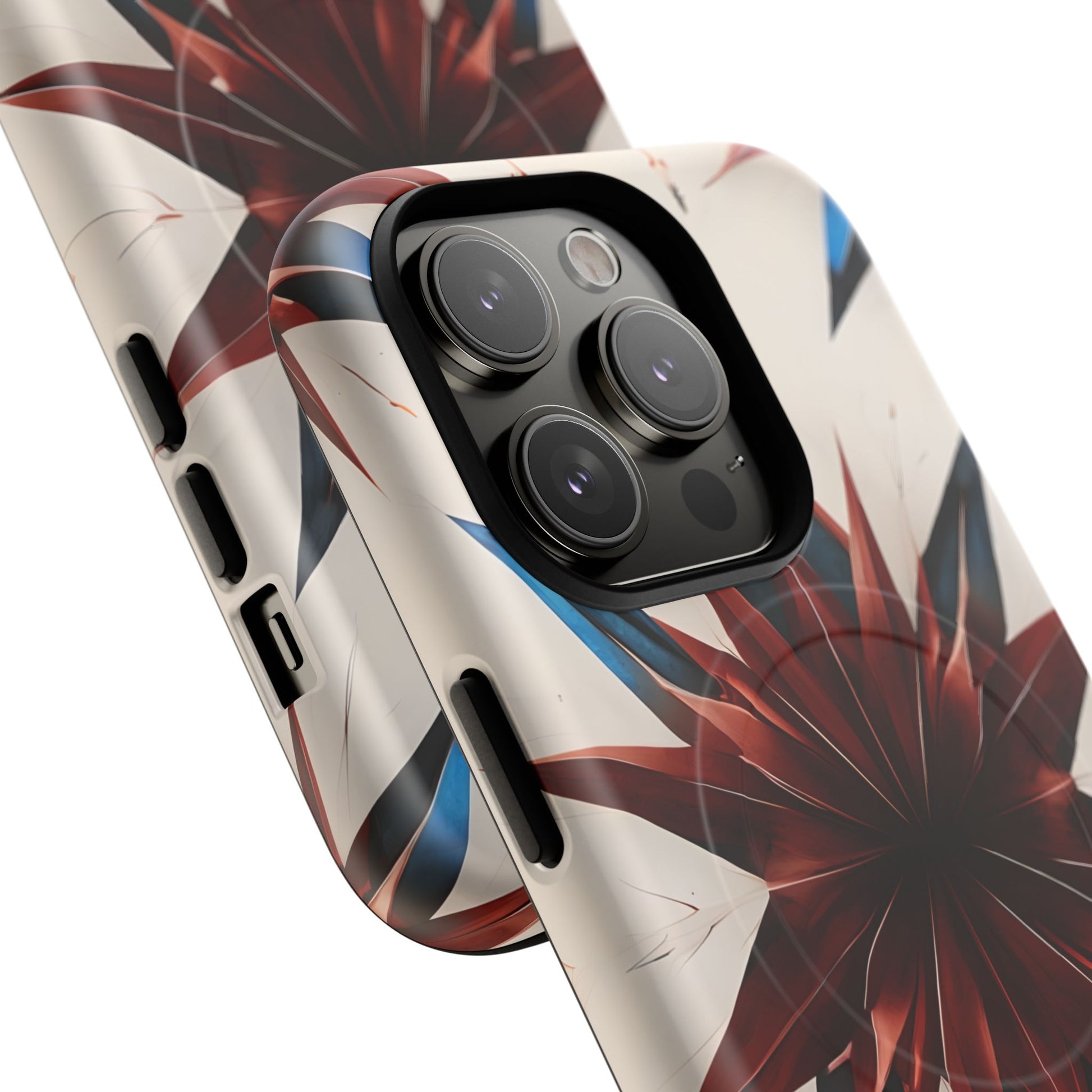 Garnet Starburst - Kaleidoscope Collection Gemstone Floral - iPhone 14 Pro MagSafe Phone Case -Floral Burst Design