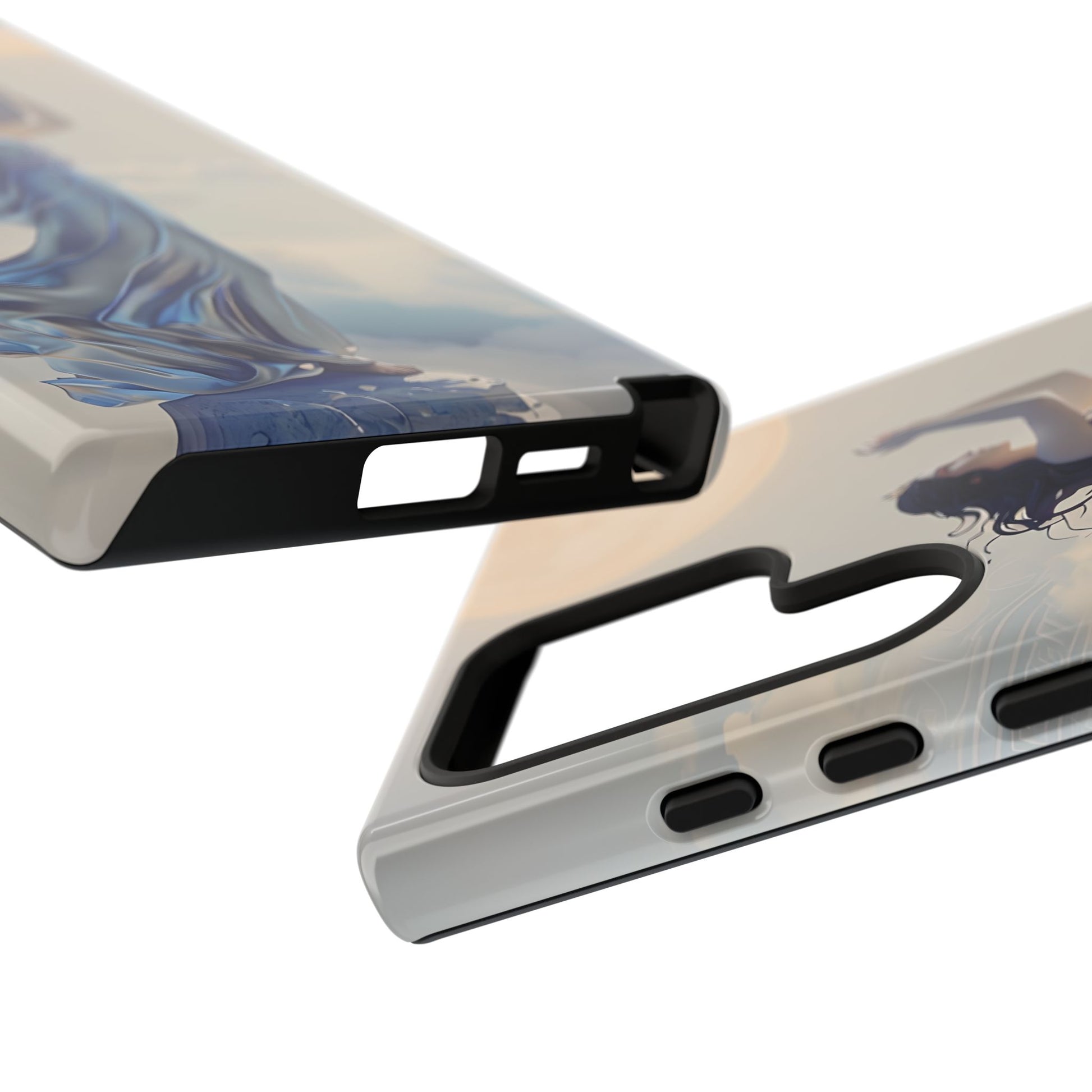 Moonlit Ascend - Ethereal Celestial Art Samsung Galaxy S24 Ultra Tough Phone Case - Dreamy Night Sky & Floating Woman Design