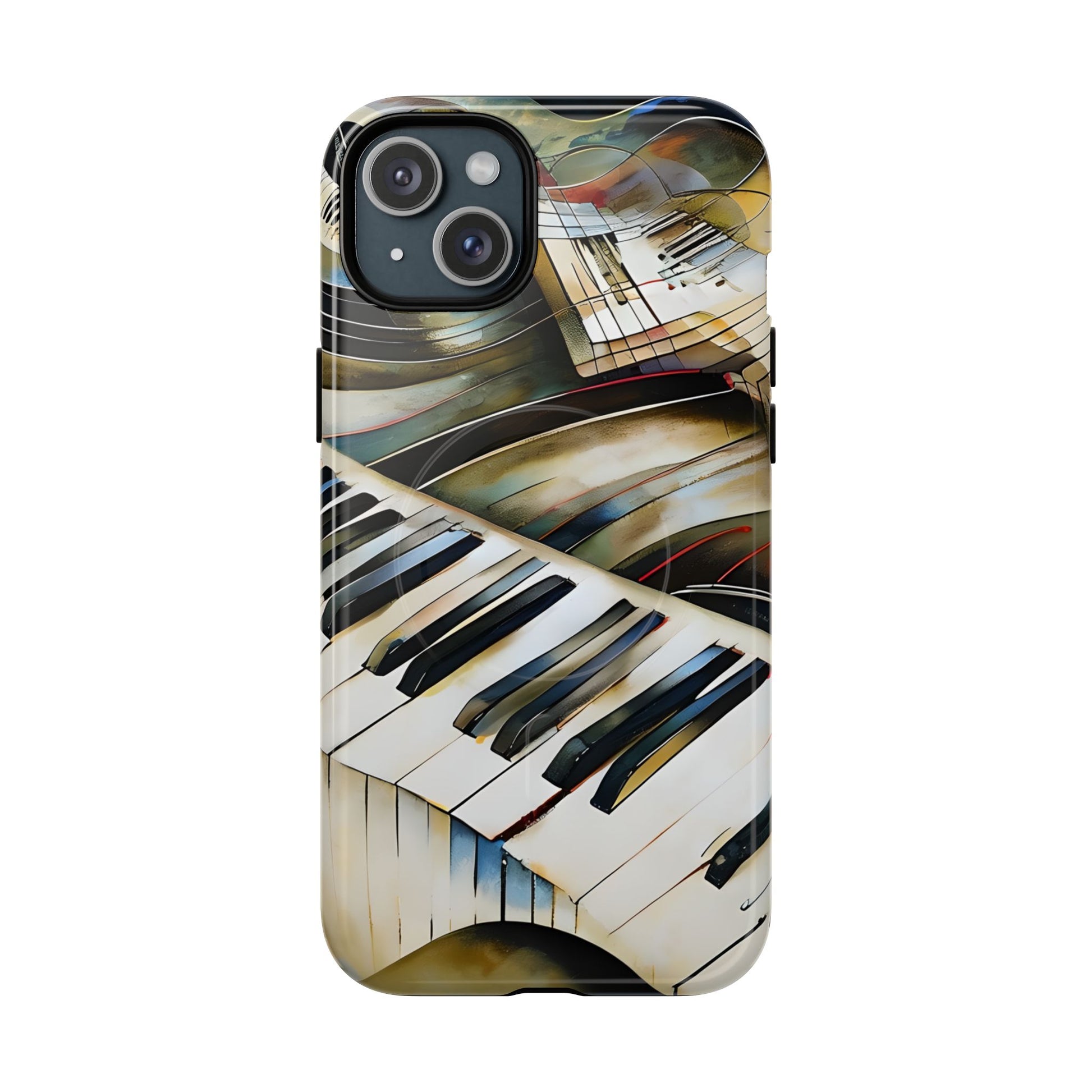 Ivory Cascade Abstract Keyboard Music iPhone 15 Plus MagSafe Case