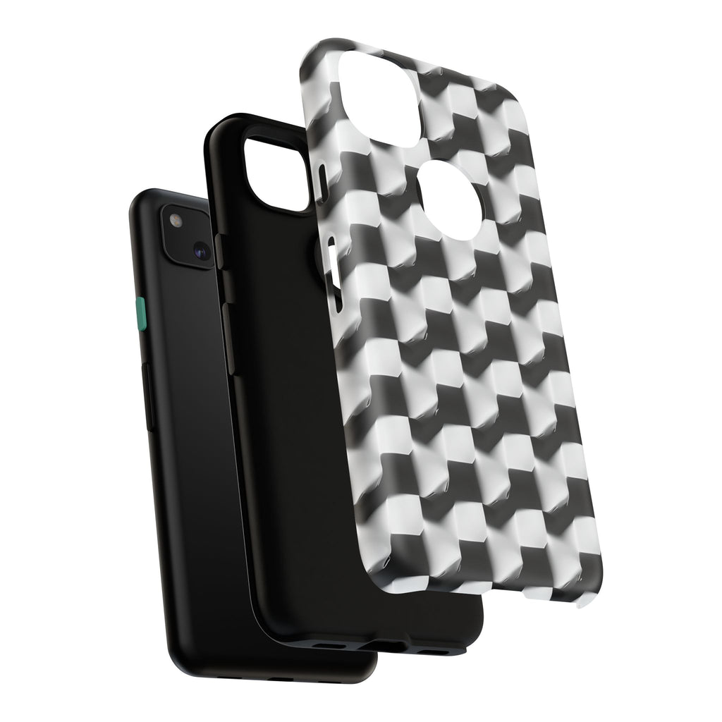 Monochrome Grid Tough Case for Google Pixel 4a - Classic Checkerboard, Black & White, Minimalist Trend