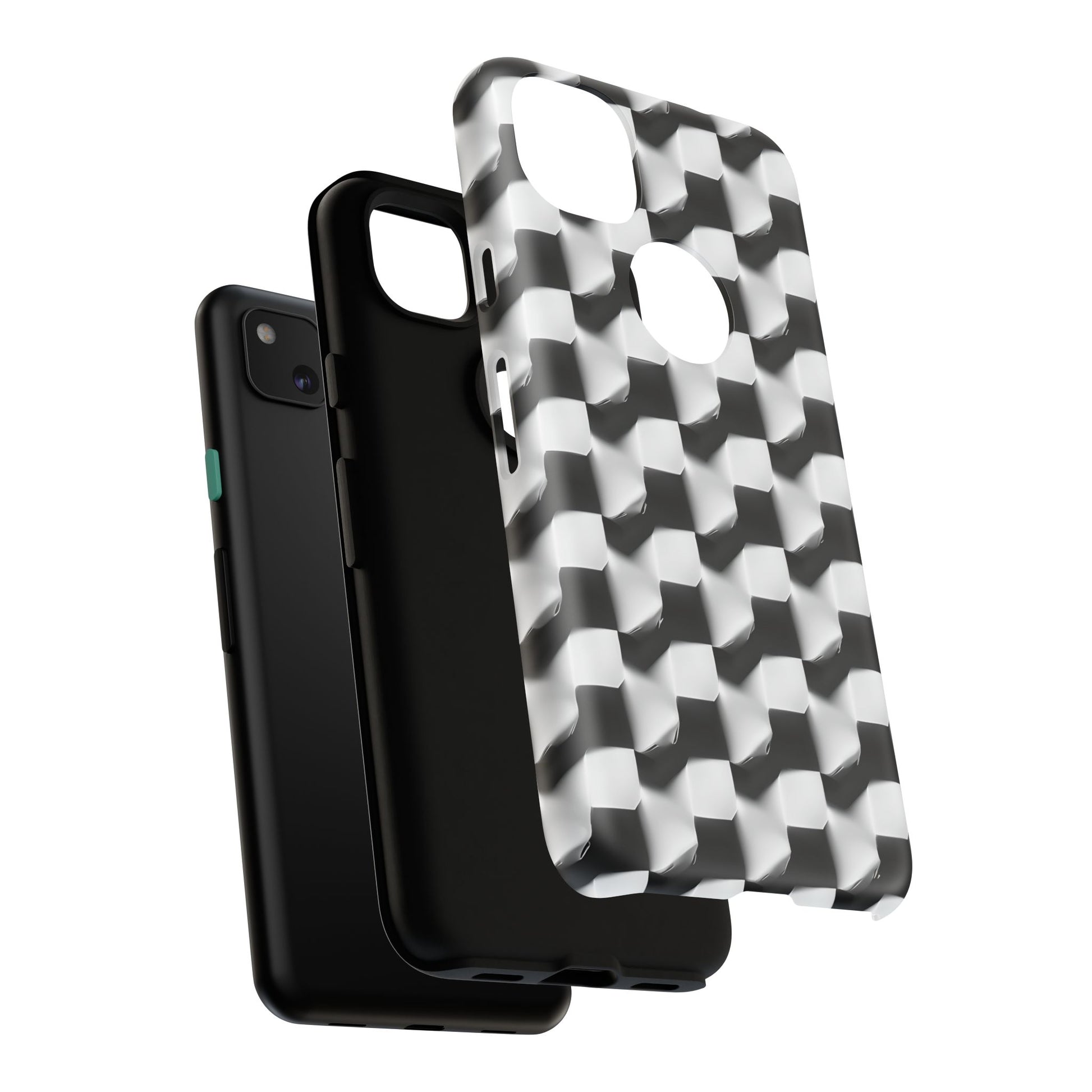 Monochrome Grid Tough Case for Google Pixel 4a - Classic Checkerboard, Black & White, Minimalist Trend