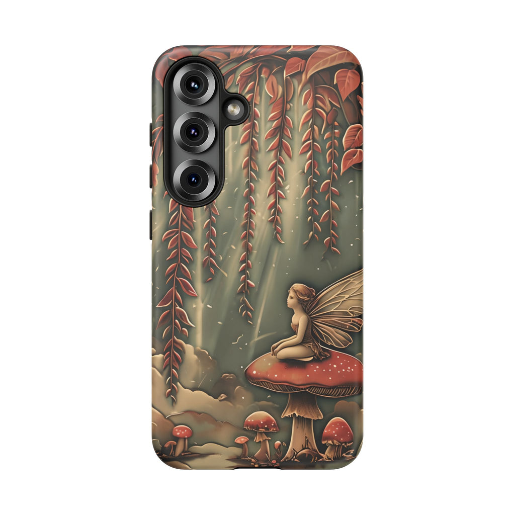 Willow Whisper - Tranquil Nature Art Samsung Galaxy S25 Tough Phone Case - Serene Willow Tree & Meditative Figure Design