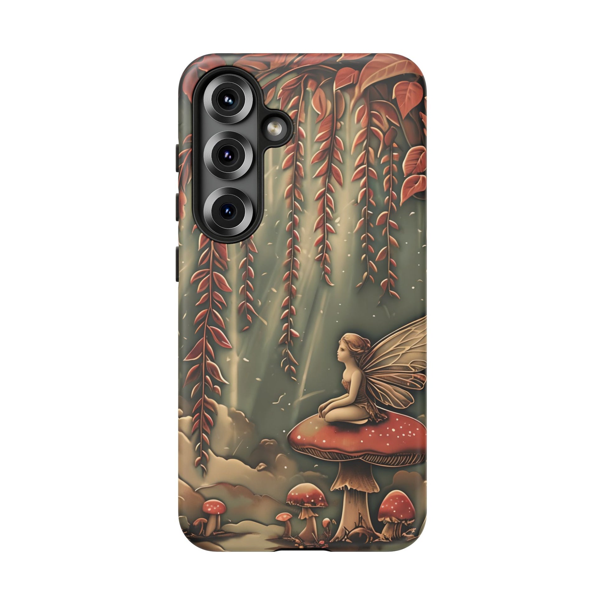 Willow Whisper - Tranquil Nature Art Samsung Galaxy S25 Tough Phone Case - Serene Willow Tree & Meditative Figure Design