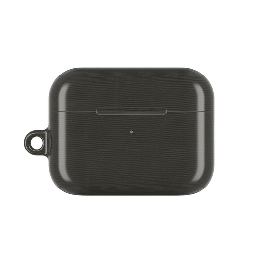 Charcoal Linen AirPods case featuring subtle fabric texture in deep charcoal black tone