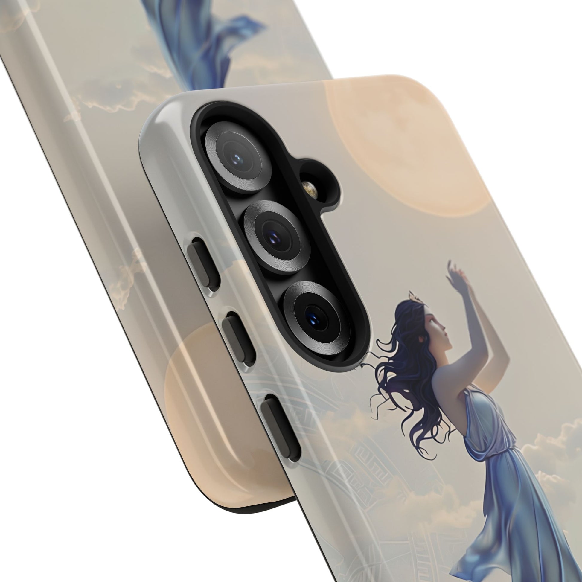 Moonlit Ascend - Ethereal Celestial Art Samsung Galaxy S25 Plus Tough Phone Case - Dreamy Night Sky & Floating Woman Design