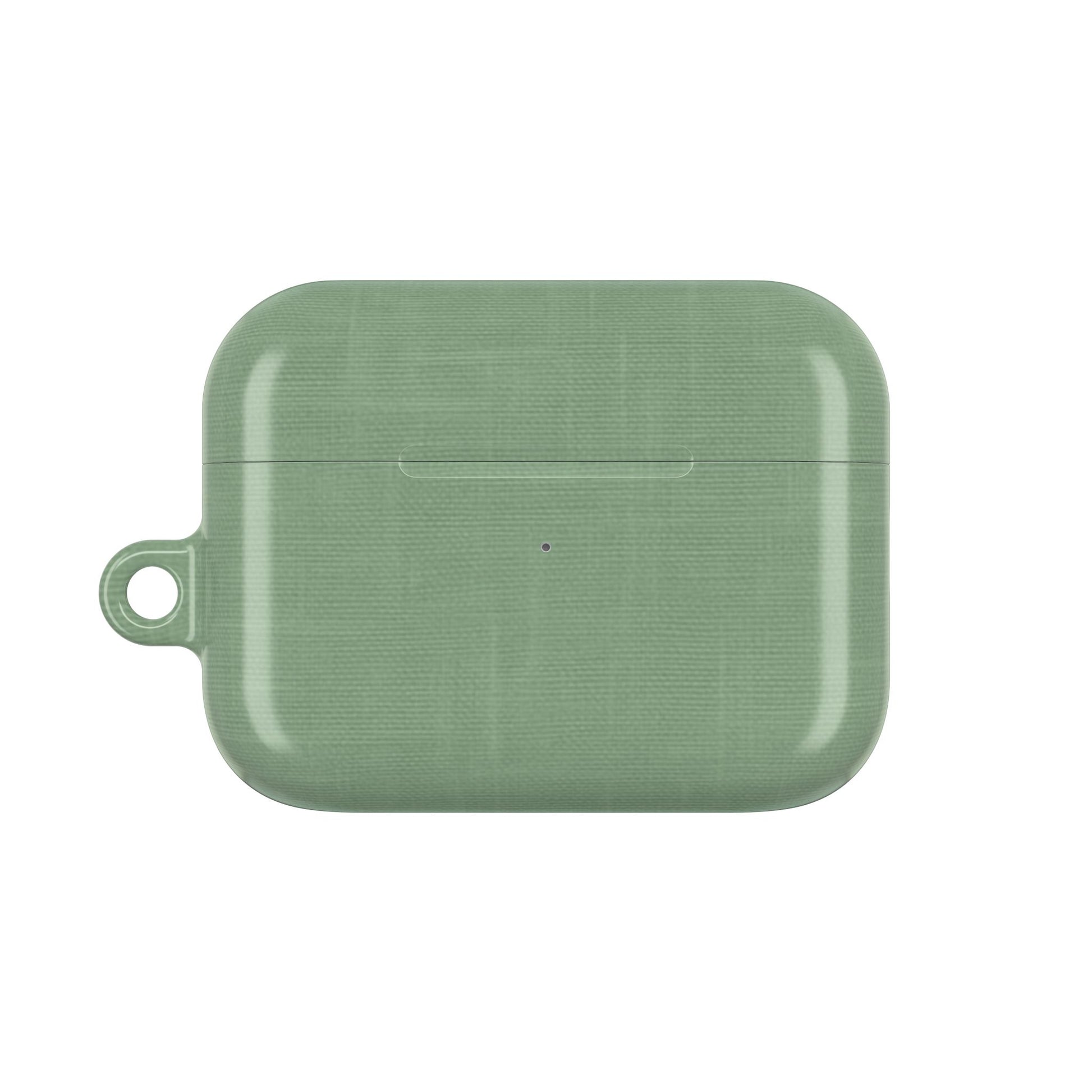 Sage Linen AirPods Case - Minimalist Green Fabric Texture Cover for Gen 1, 2, 3, Pro Gen 1 & 2