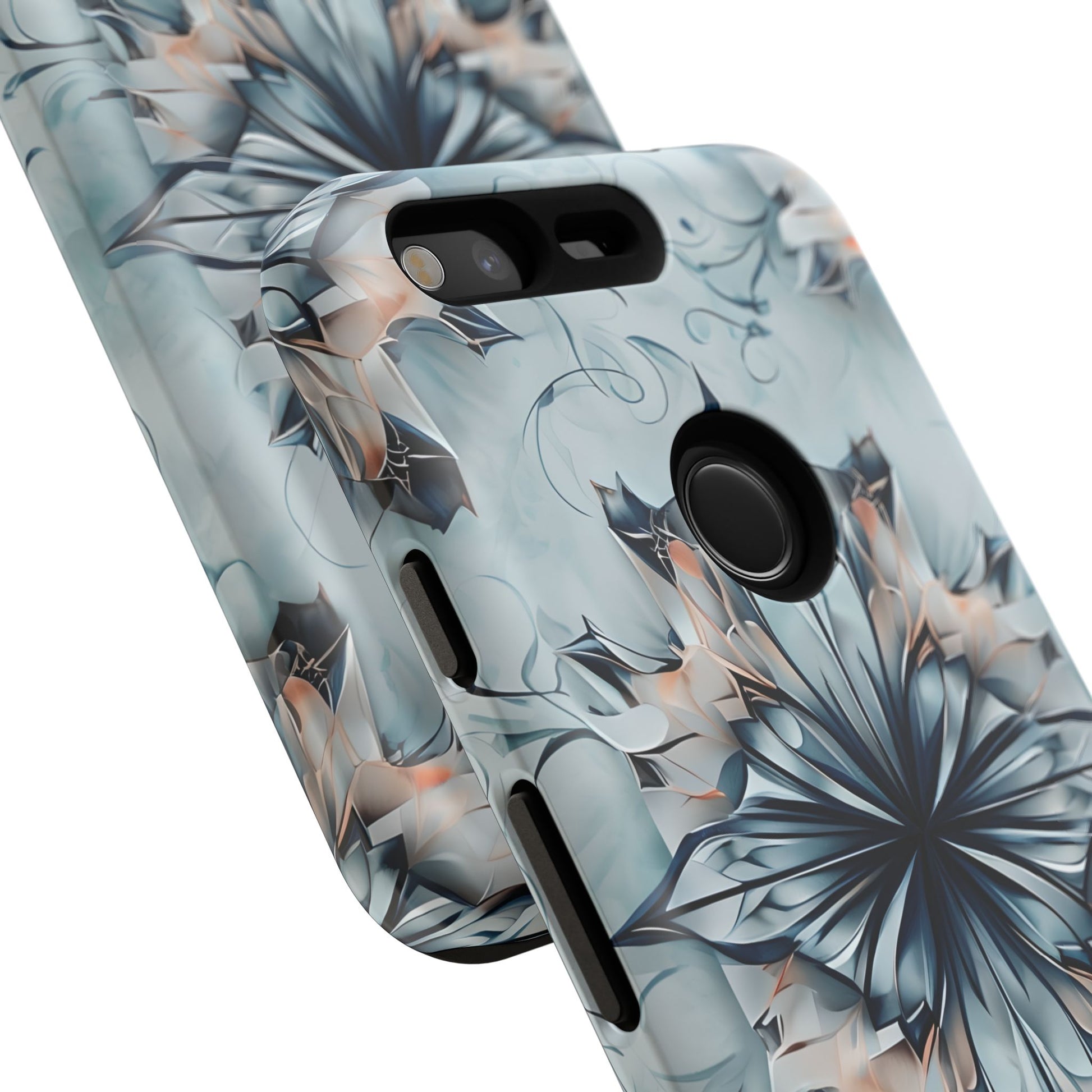 Indigo Mirage - Artistic Kaleidoscope Collection Artistic Floral - Google Pixel Tough Phone Case - Bold Indigo Symmetrical Design