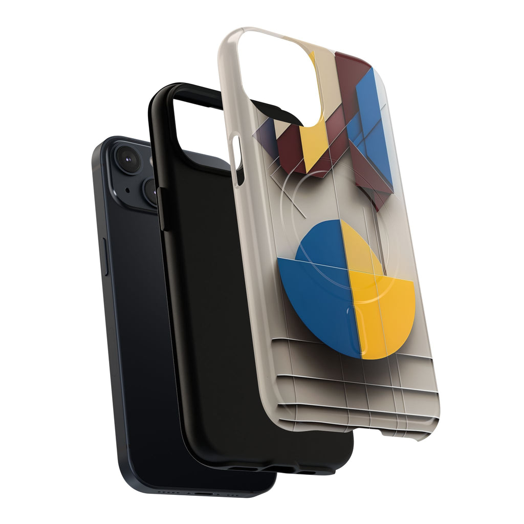 Chromatic Construct iPhone 14 MagSafe Phone Case -Modern Geometrical Design, Primary Colors