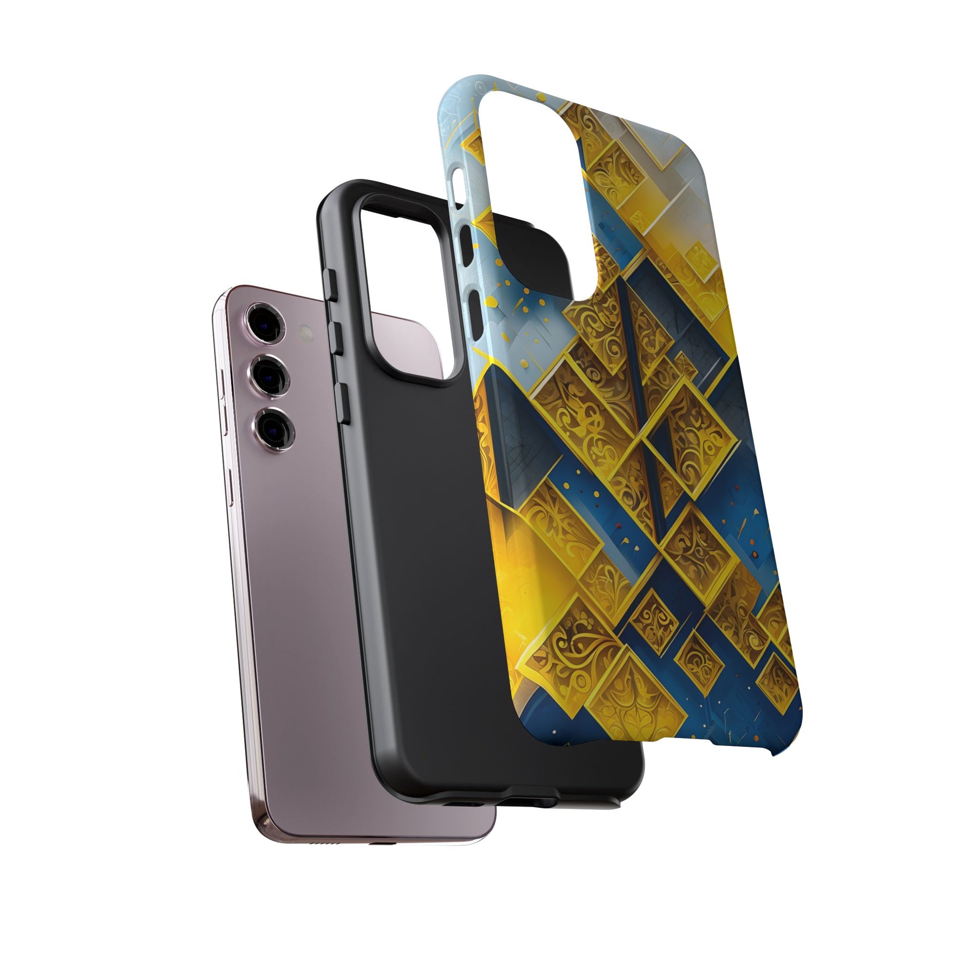 Golden Ascent Luxe Geometric Samsung Galaxy S23 Plus Tough Case - Elegant Abstract Gold Design