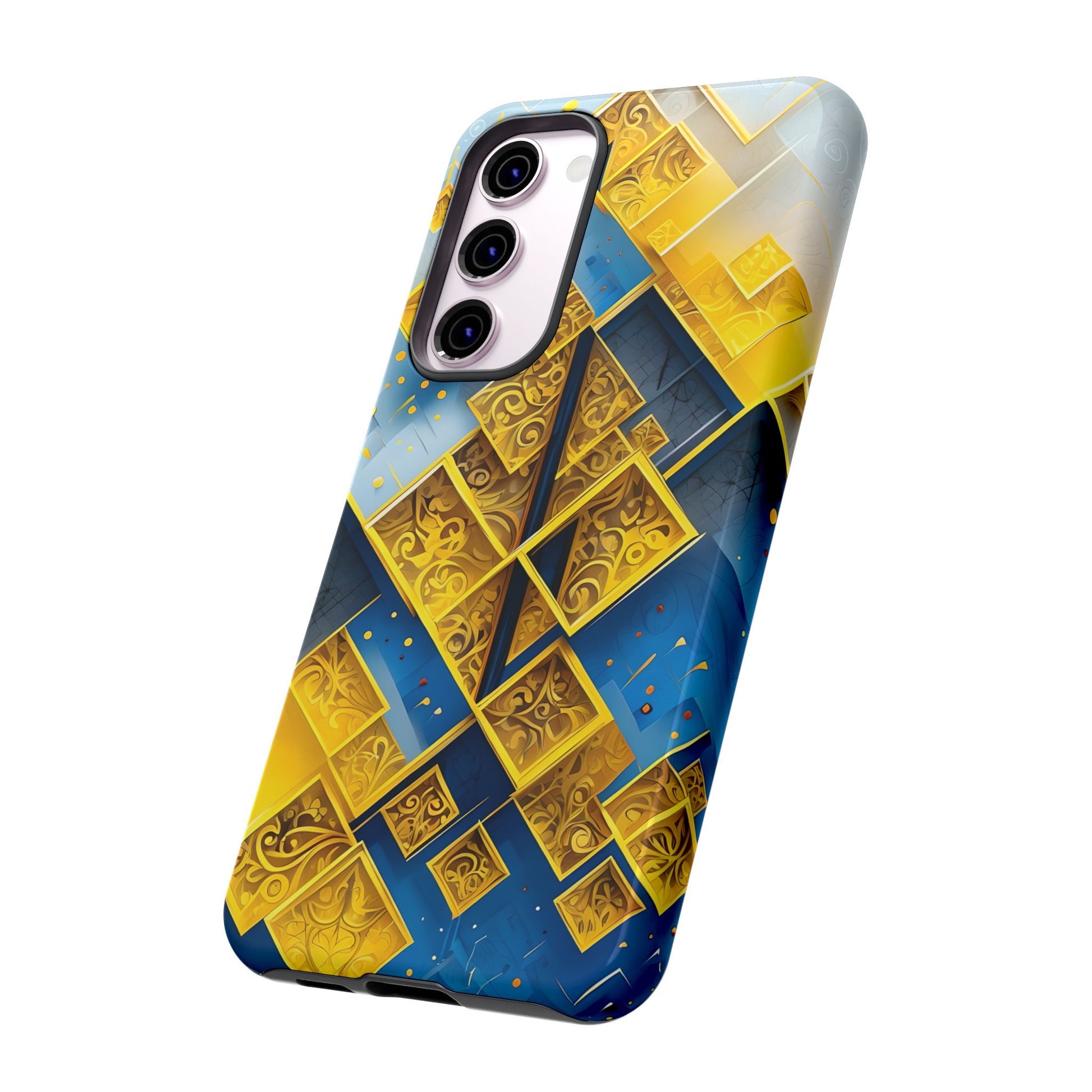 Golden Ascent Luxe Geometric Samsung Galaxy S23 Plus Tough Case - Elegant Abstract Gold Design