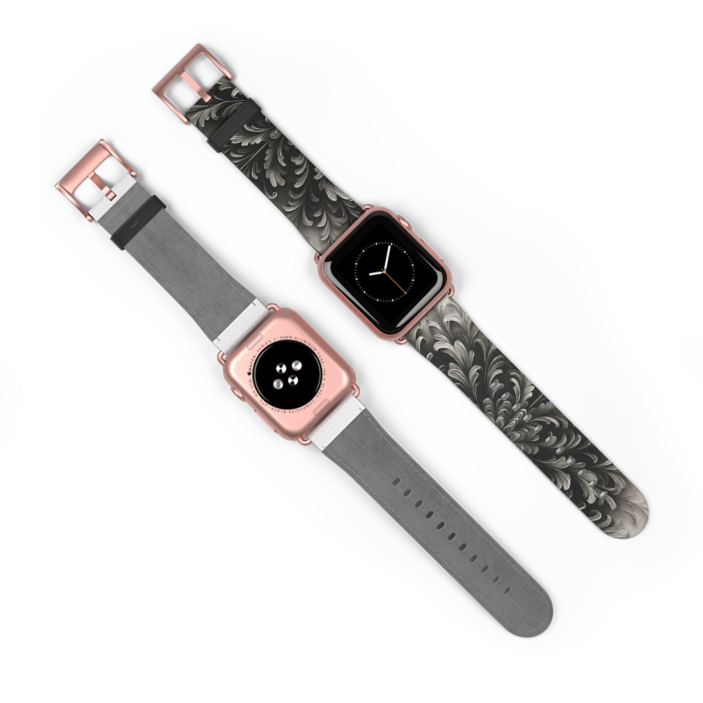 Obsidian Bloom Designer Apple Watch Band - Premium Custom Strap for Series 1-9, SE & Ultra - Artistic Vegan Leather