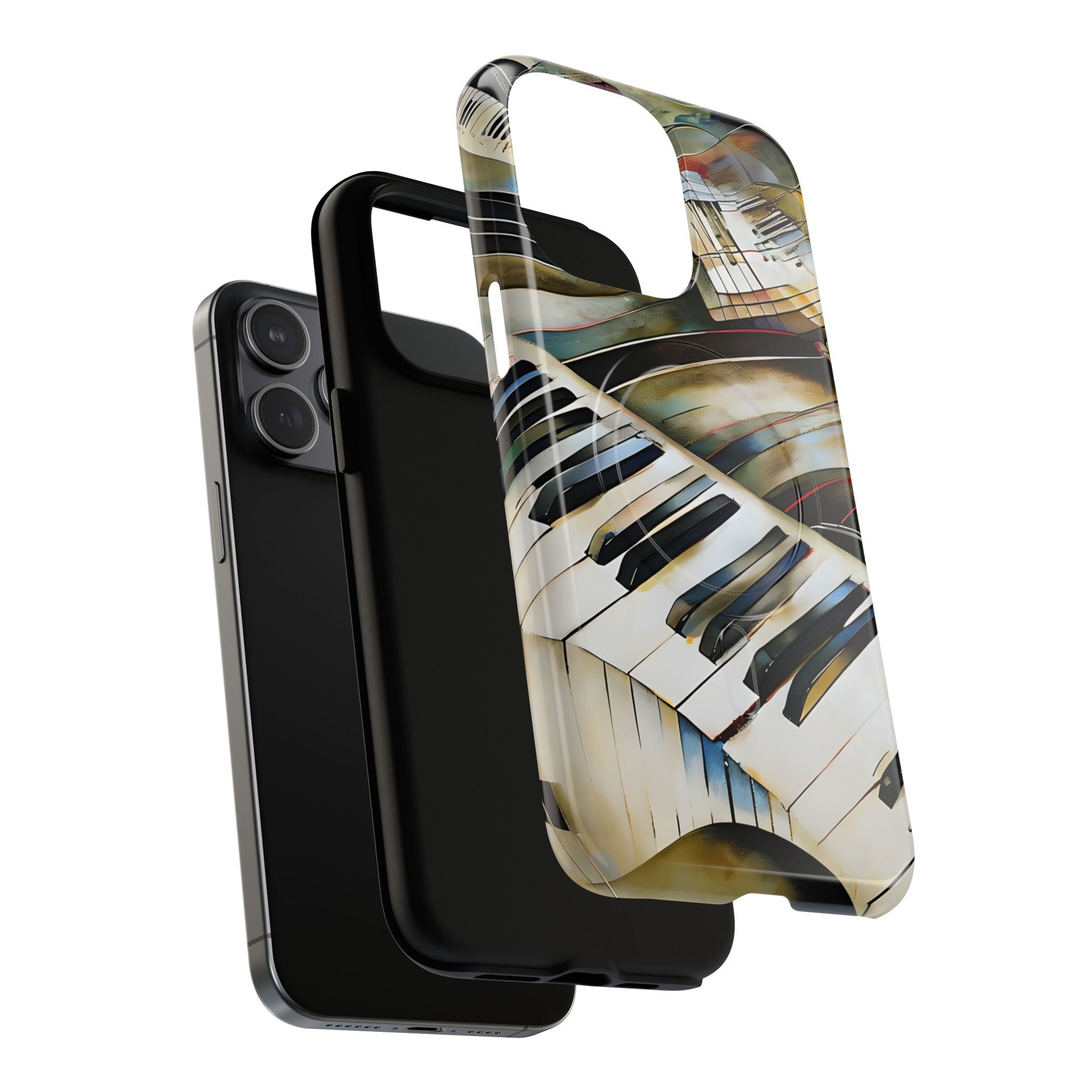 Ivory Cascade Abstract Keyboard Music iPhone 15 Pro Max MagSafe Case