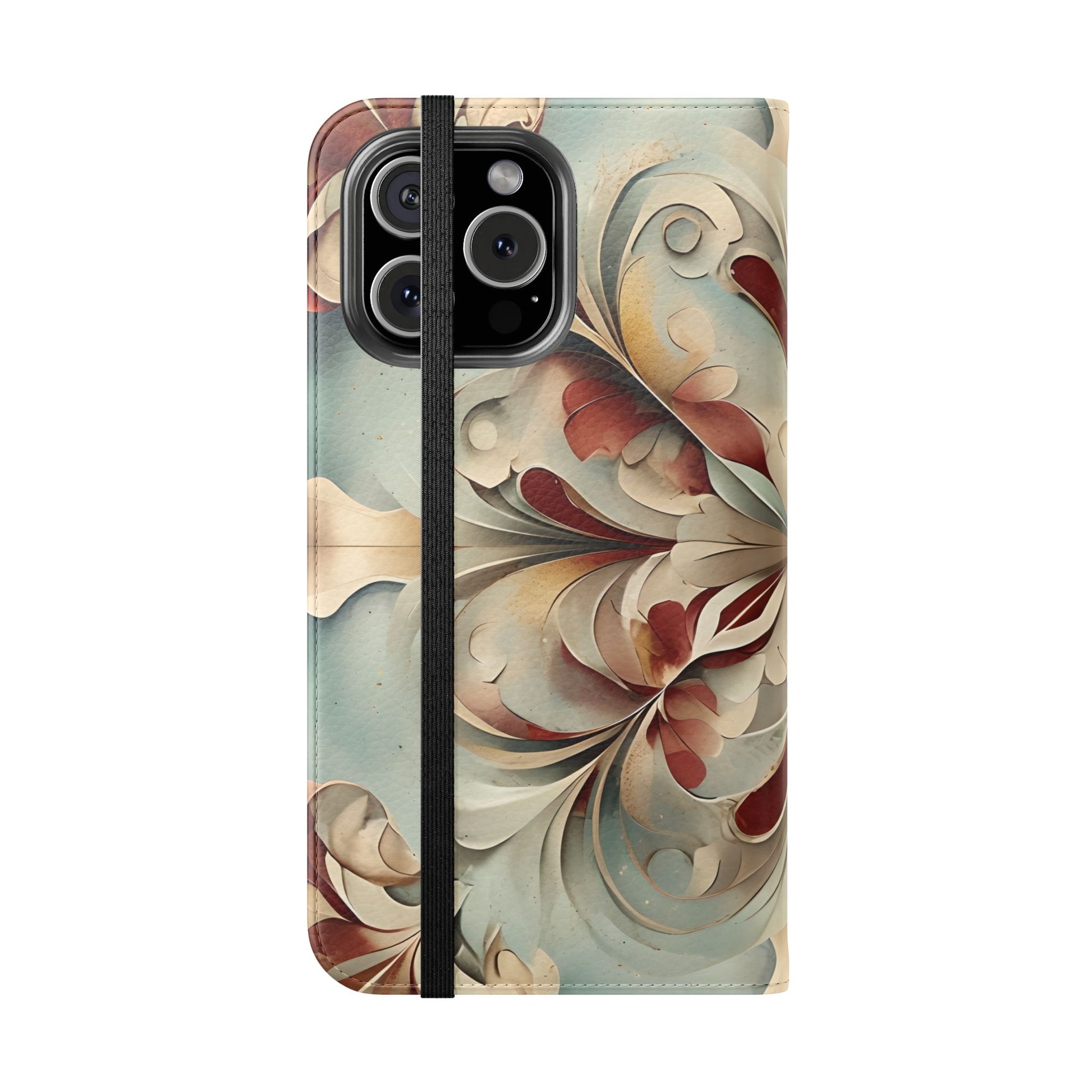 Vintage Baroque Blossom Wallet Phone Case - Elegant Floral Flip Cover for iPhone 16 Pro Max