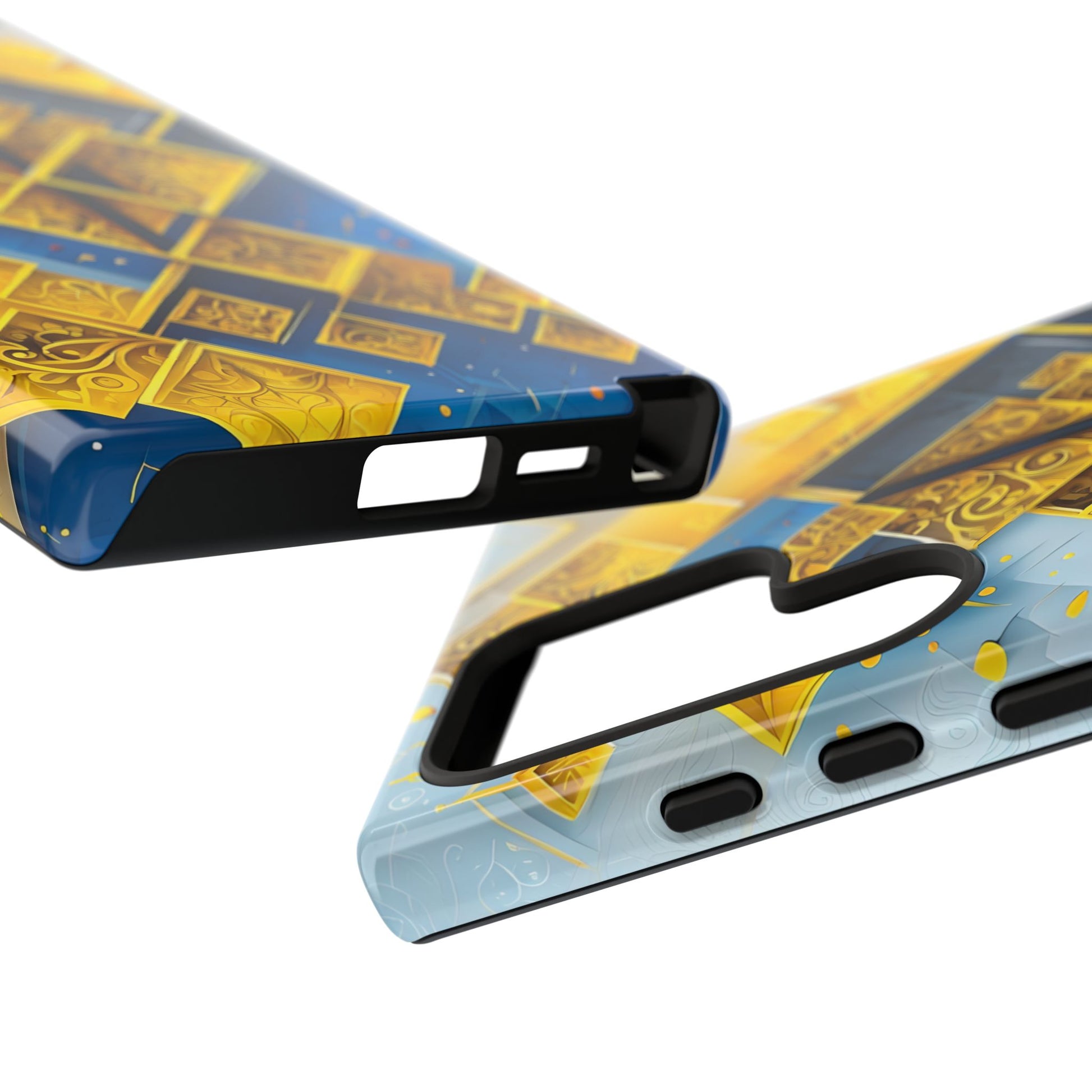 Golden Ascent Luxe Geometric Samsung Galaxy S24 Ultra Tough Case - Elegant Abstract Gold Design