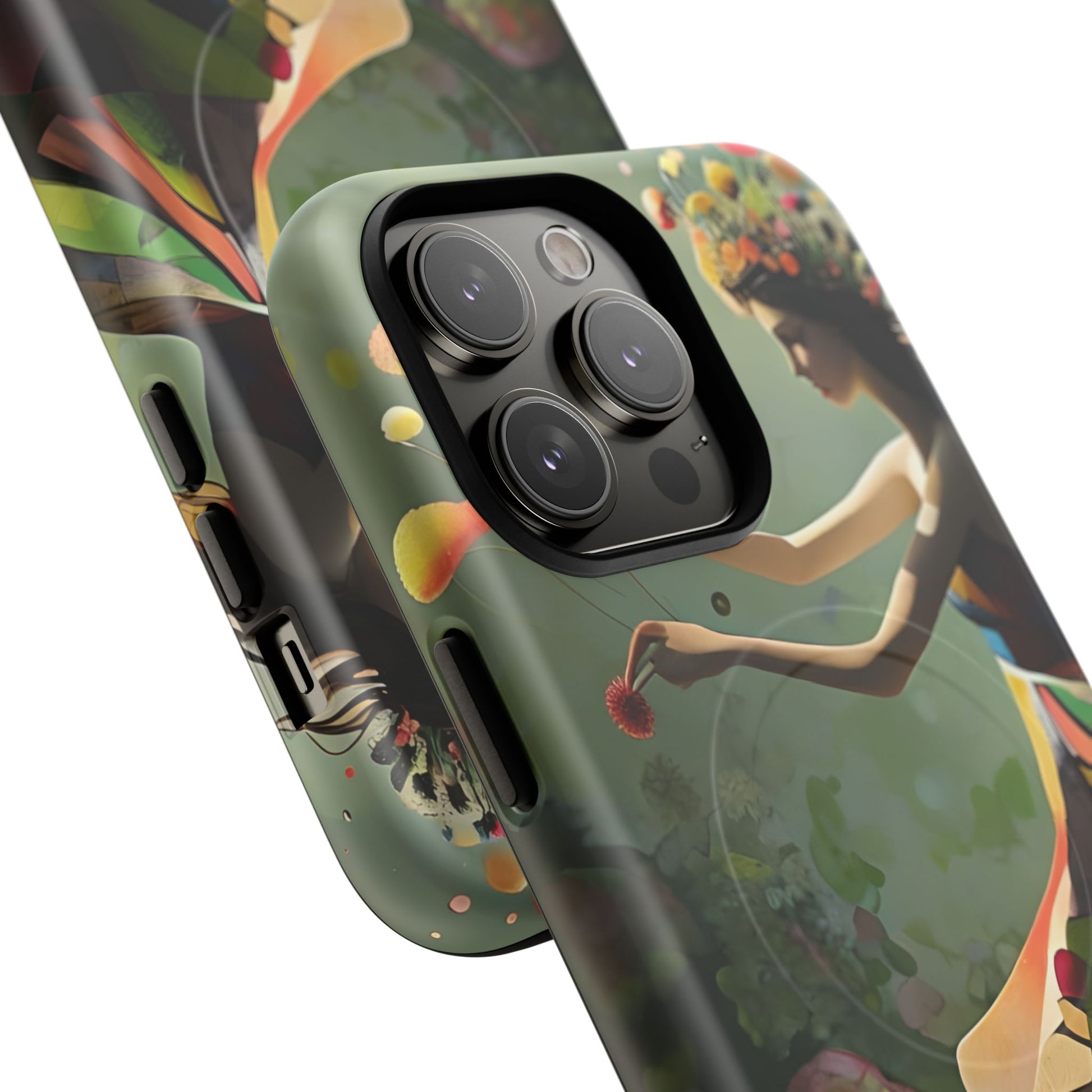 Dancing Wildflower Muse iPhone 14 Pro Max - Artistic Floral Fantasy Cover - MagSafe Compatible - Whimsical Nature-Inspired Protective Accessory