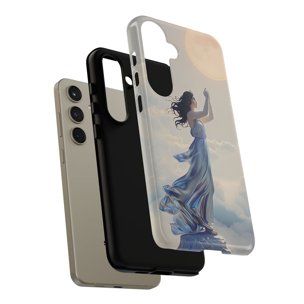Moonlit Ascend - Ethereal Celestial Art Samsung Galaxy S24 Plus Tough Phone Case - Dreamy Night Sky & Floating Woman Design