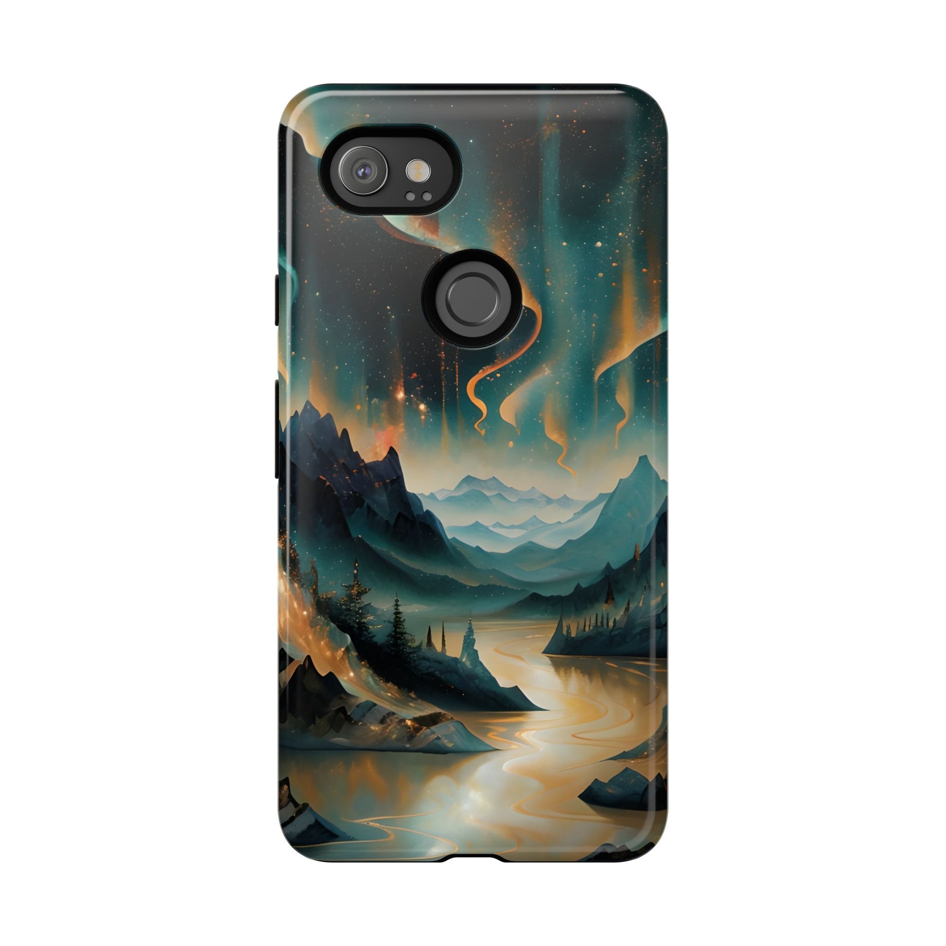 Aurora Dreamscape Tough Case for Google Pixel 2 XL - Northern Lights Artistic Shockproof Cover, Elegant Protective Phone Case