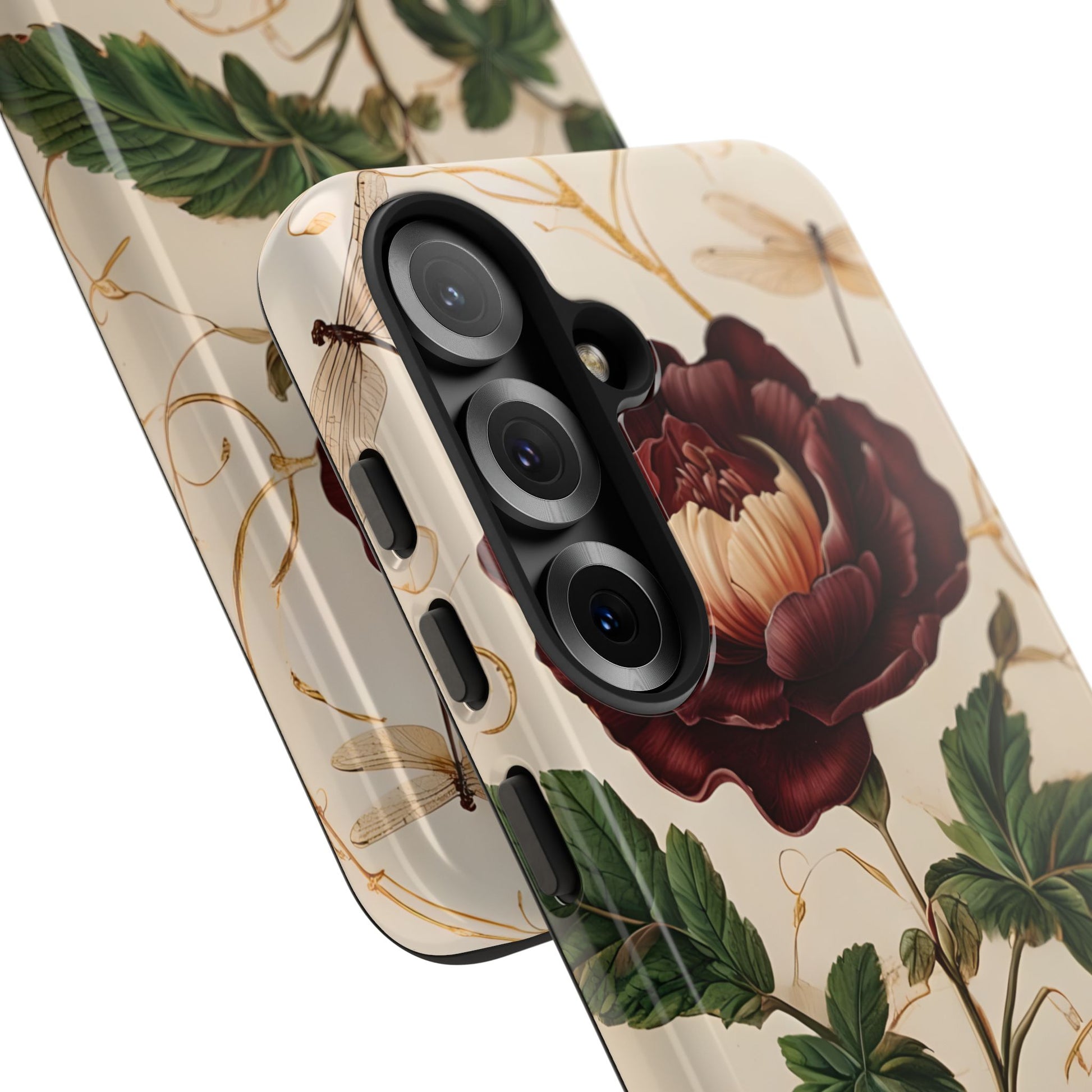 Vintage Burgundy Rose - Elegant Floral Samsung  S25 Phone Case - Classic Painterly Rose Design