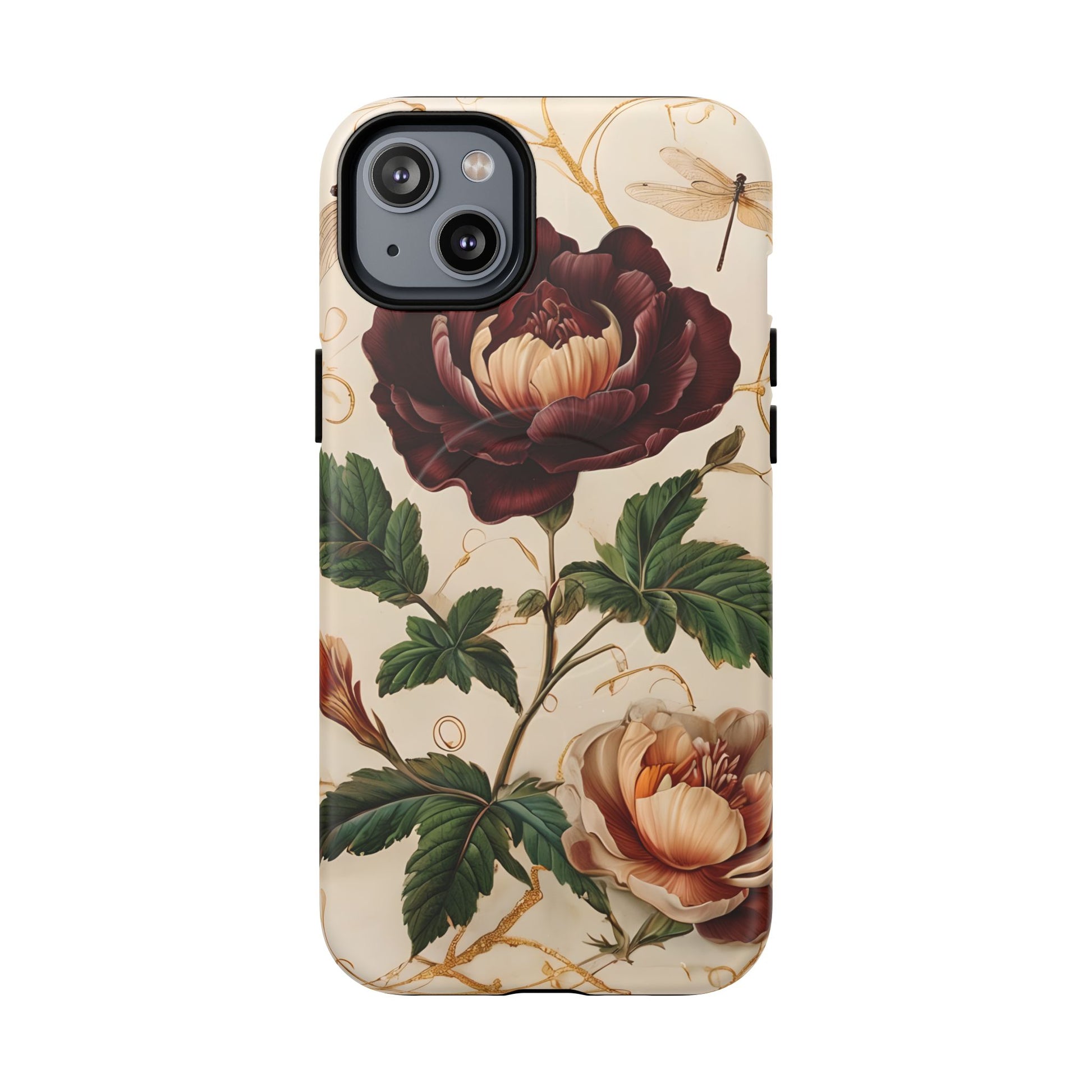Vintage Burgundy Rose - Elegant Floral iPhone 14 Plus Phone Case - Classic Painterly Rose Design