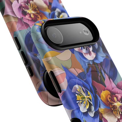 Blue Columbine Carnivale - Artistic Floral & Butterfly iPhone MagSafe Phone Case - Vibrant Botanical Design