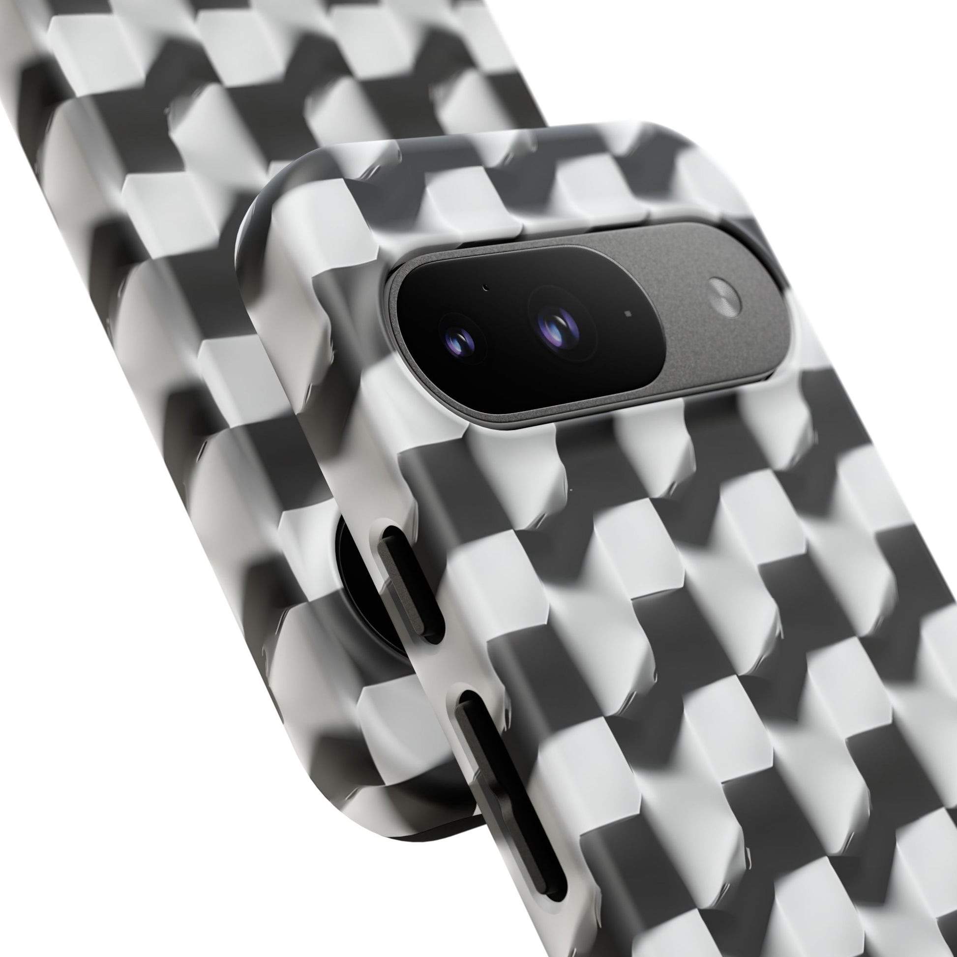 Monochrome Grid Tough Case for Google Pixel 9 - Classic Checkerboard, Black & White, Minimalist Trend