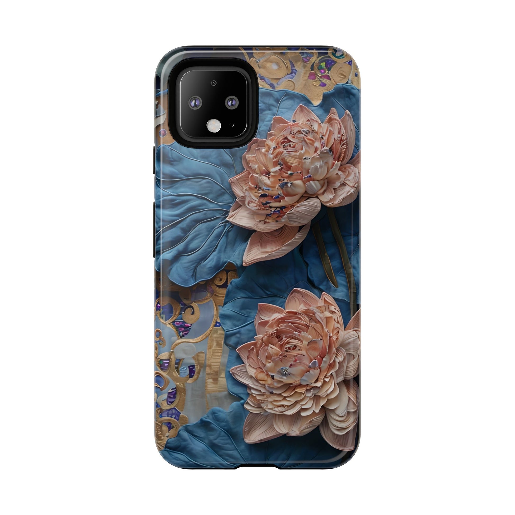 Peony Midnight Tapestry - Google Pixel 4 - Elegant Blue & Blush Artful Phone Cover