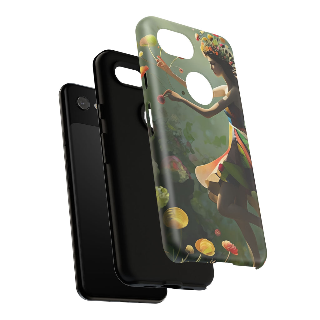 Dancing Wildflower Muse Google Pixel 3a Tough Case - Artistic Floral Fantasy Cover - Whimsical Nature-Inspired Protective Accessory