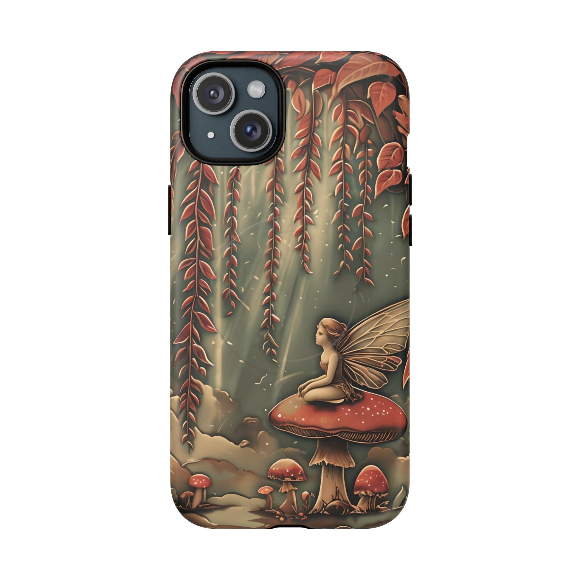 Willow Whisper - Tranquil Nature Art iPhone 15 Plus MagSafe Phone Case - Serene Willow Tree & Meditative Figure Design