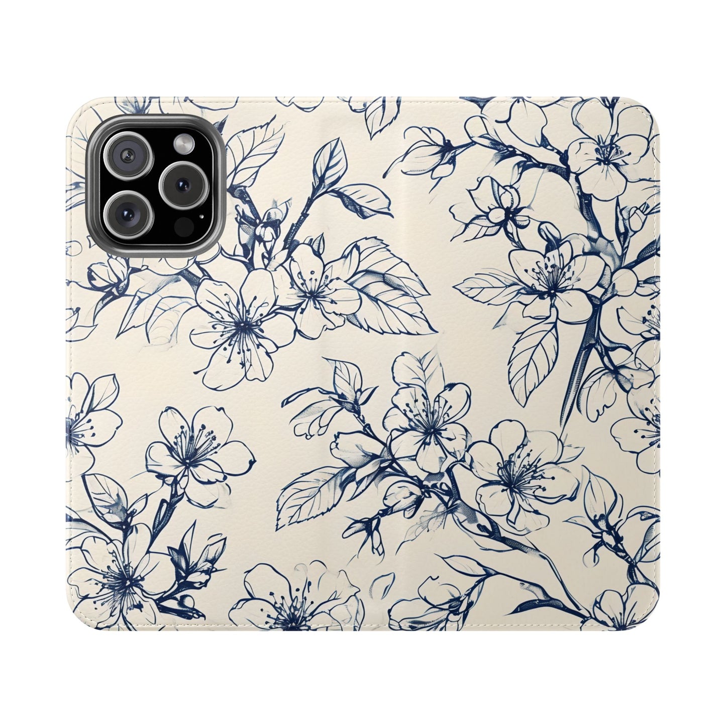 Blossom Sketch - Minimalist Floral Flip Phone Case for iPhone