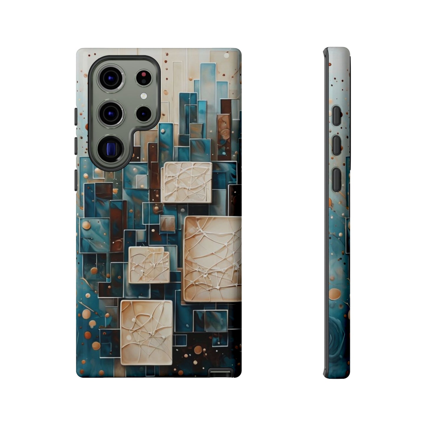 Architectural Drift Samsung Galaxy Case - Modern Geometric Teal & Parchment Design