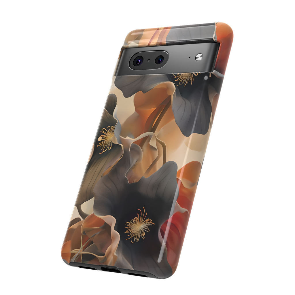 Autumn Ember - Moody Floral Art Google Pixel 7 Tough Phone Case - Warm Earthy Botanical Design