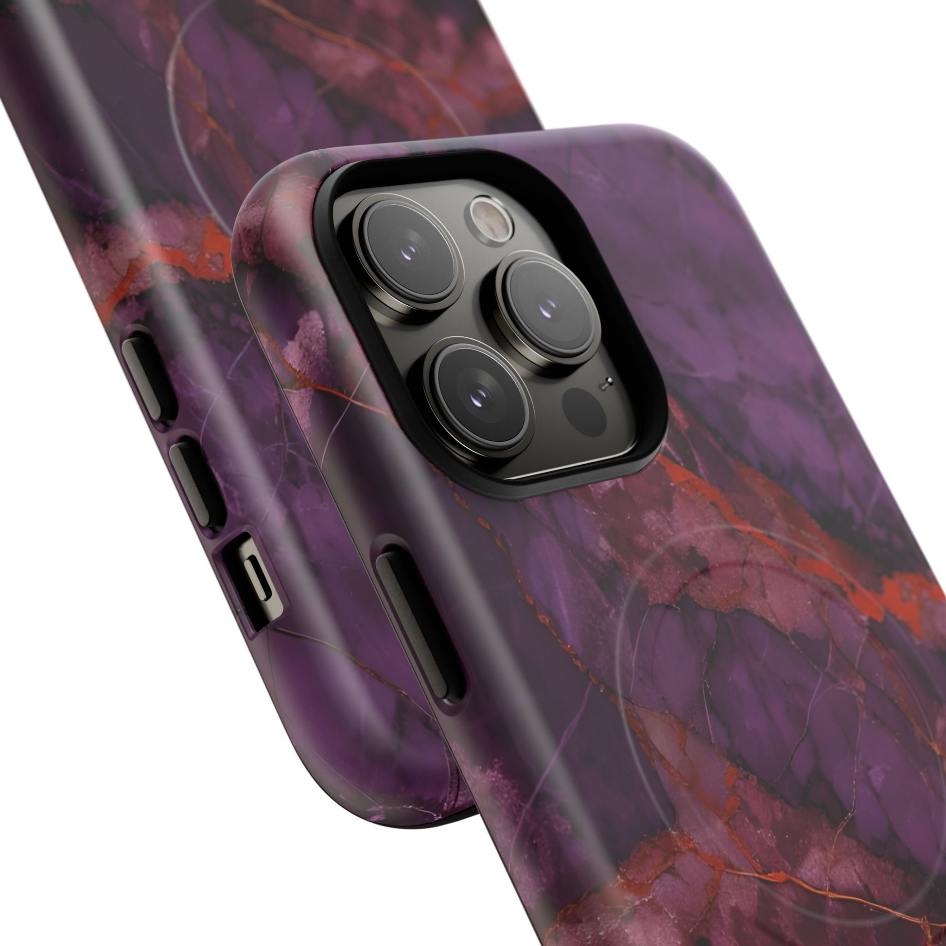 Amethyst Current - Kaleidoscope Collection Artistic Floral Burst - iPhone 14 Pro Max MagSafe Phone Case - Bold Purple Symmetrical Design