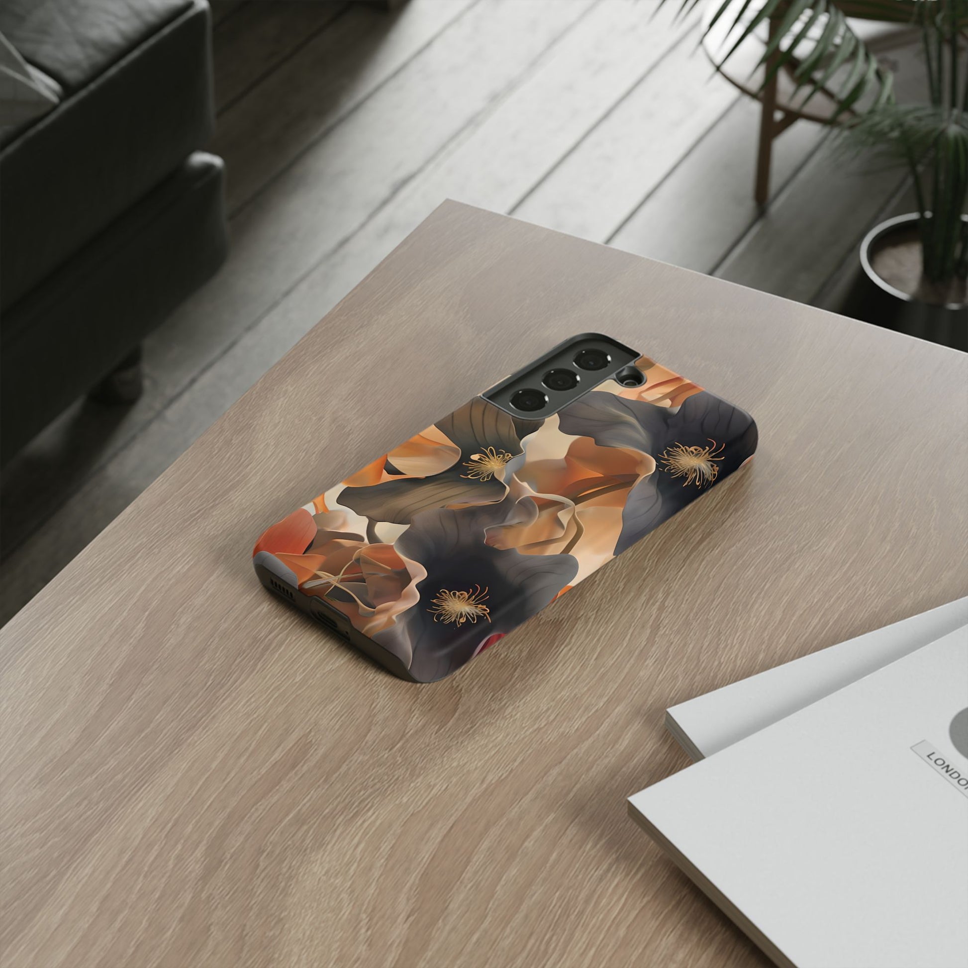 Autumn Ember - Moody Floral Art Samsung Galaxy S22 Tough Phone Case - Warm Earthy Botanical Design