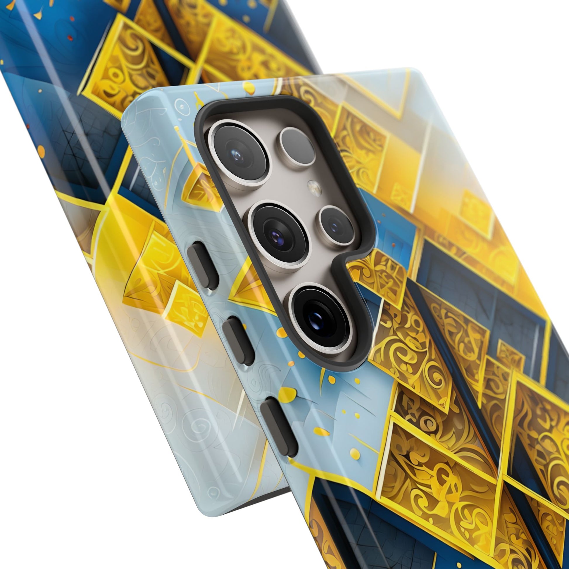 Golden Ascent Luxe Geometric Samsung Galaxy S24 Ultra Tough Case - Elegant Abstract Gold Design