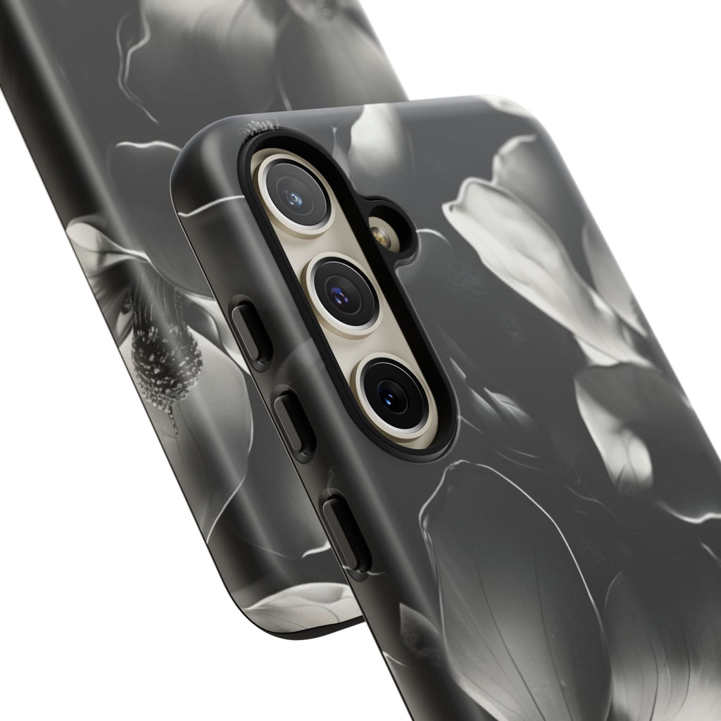 Monochrome Magnolia - Elegant Black & White Floral Samsung Galaxy S24 Plus Tough Phone Case - Artistic Magnolia Design