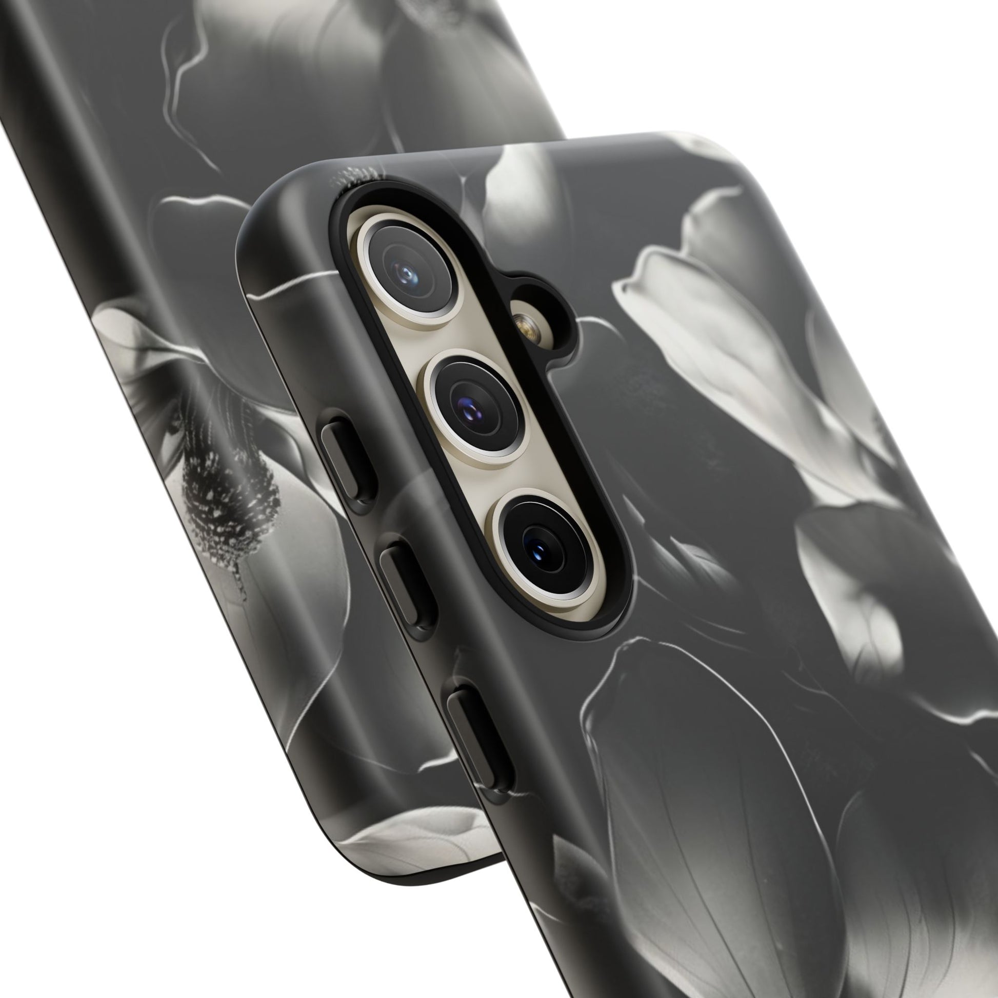 Monochrome Magnolia - Elegant Black & White Floral Samsung Galaxy S24 Plus Tough Phone Case - Artistic Magnolia Design